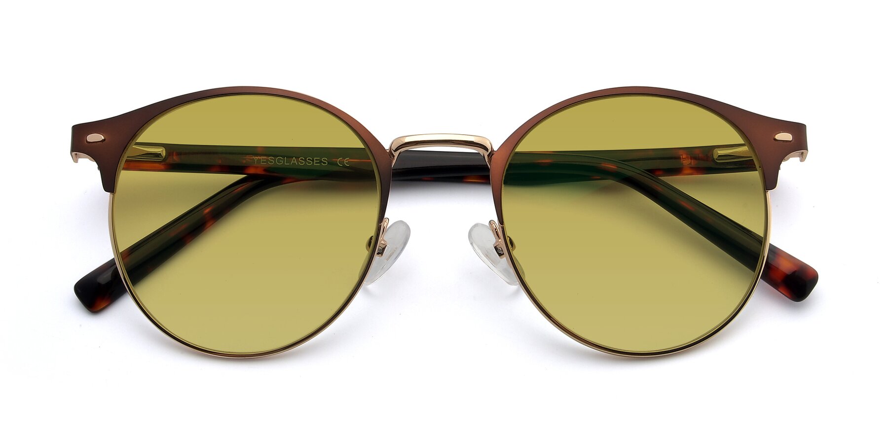 Folded Front of 9099 in Brown-Gold with Champagne Tinted Lenses