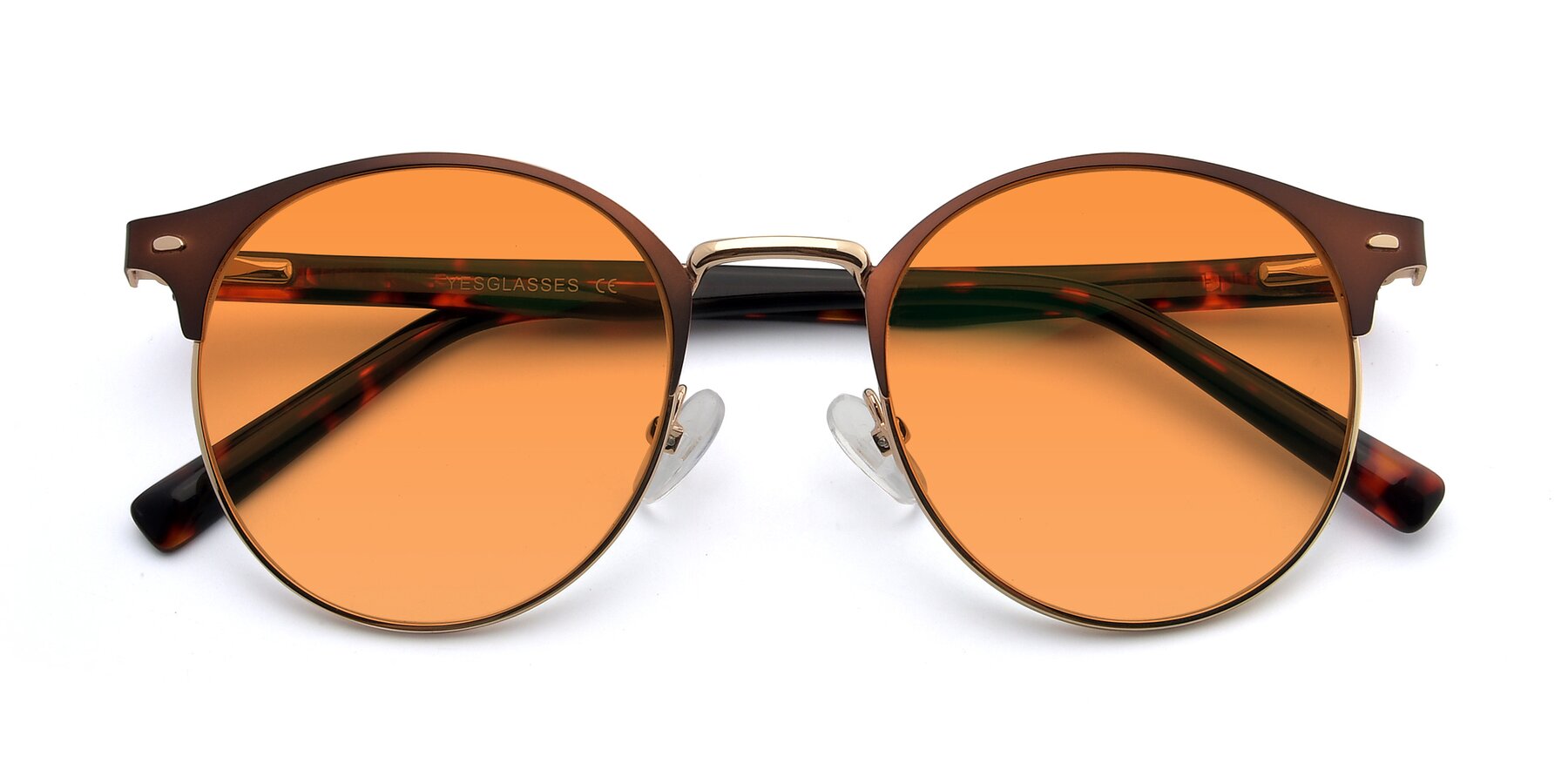 Folded Front of 9099 in Brown-Gold with Orange Tinted Lenses