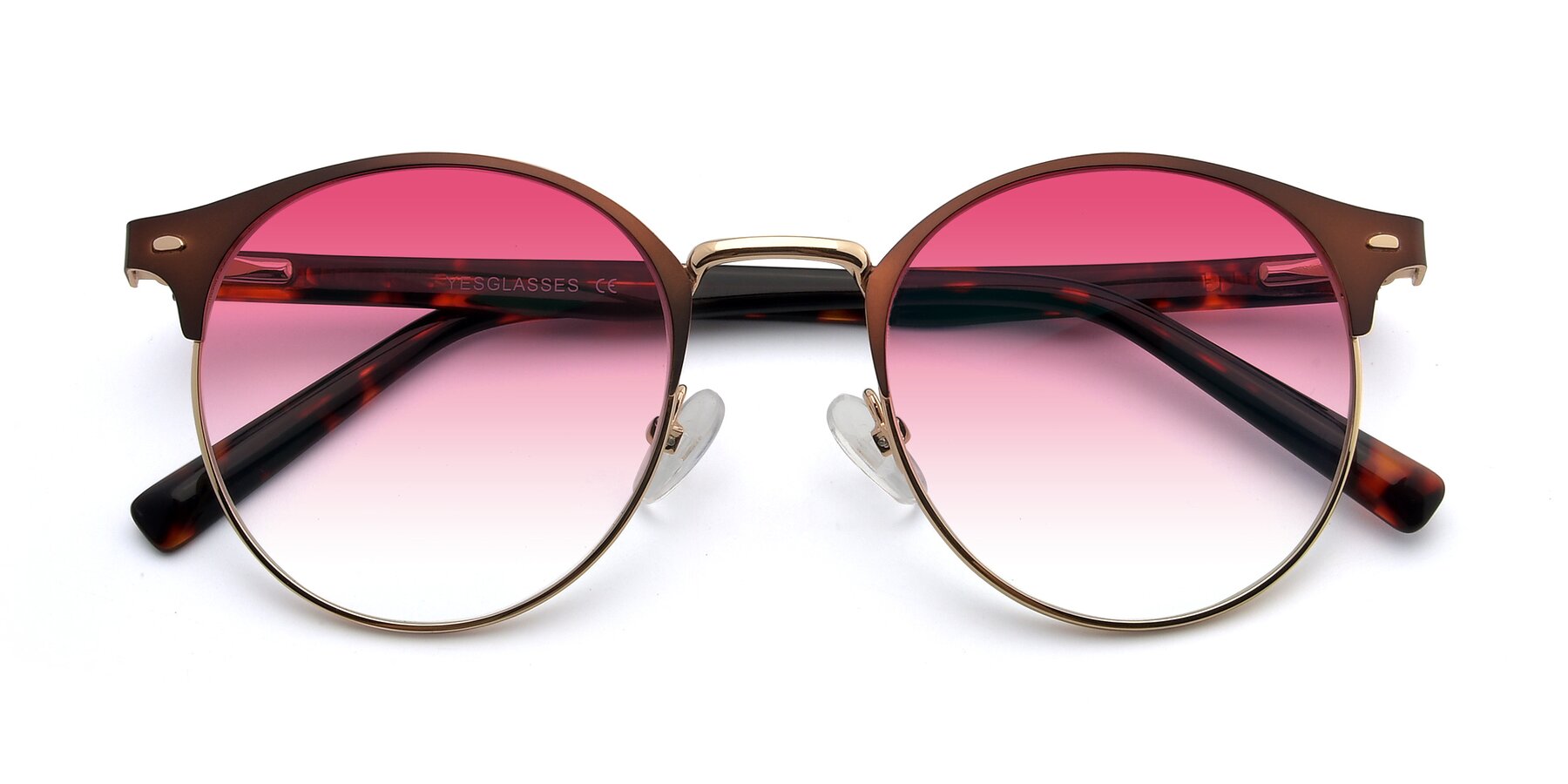Folded Front of 9099 in Brown-Gold with Pink Gradient Lenses