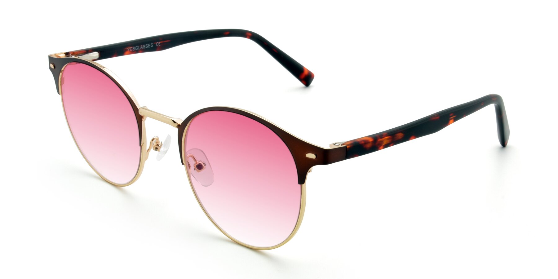 Angle of 9099 in Brown-Gold with Pink Gradient Lenses