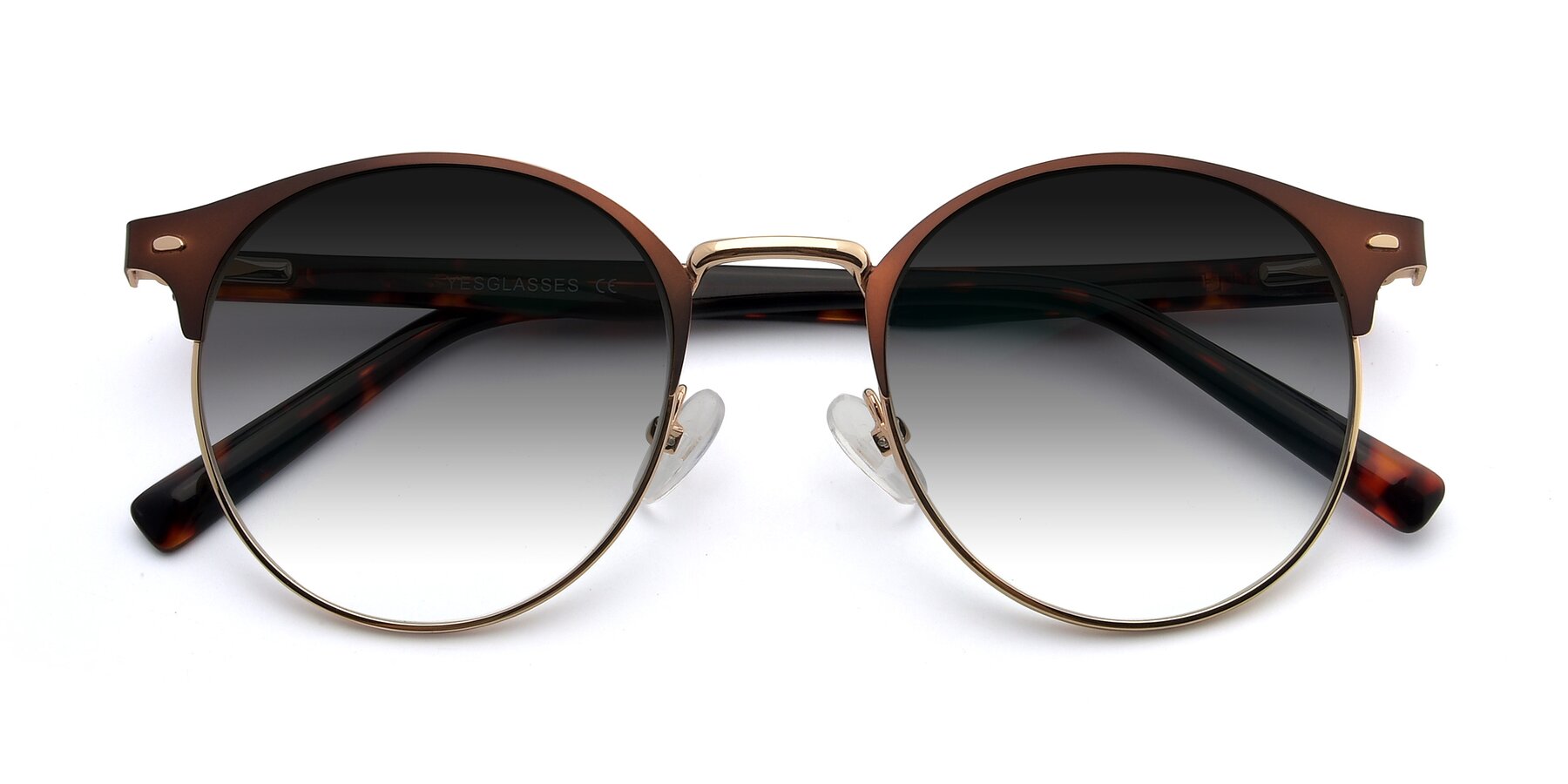 Folded Front of 9099 in Brown-Gold with Gray Gradient Lenses