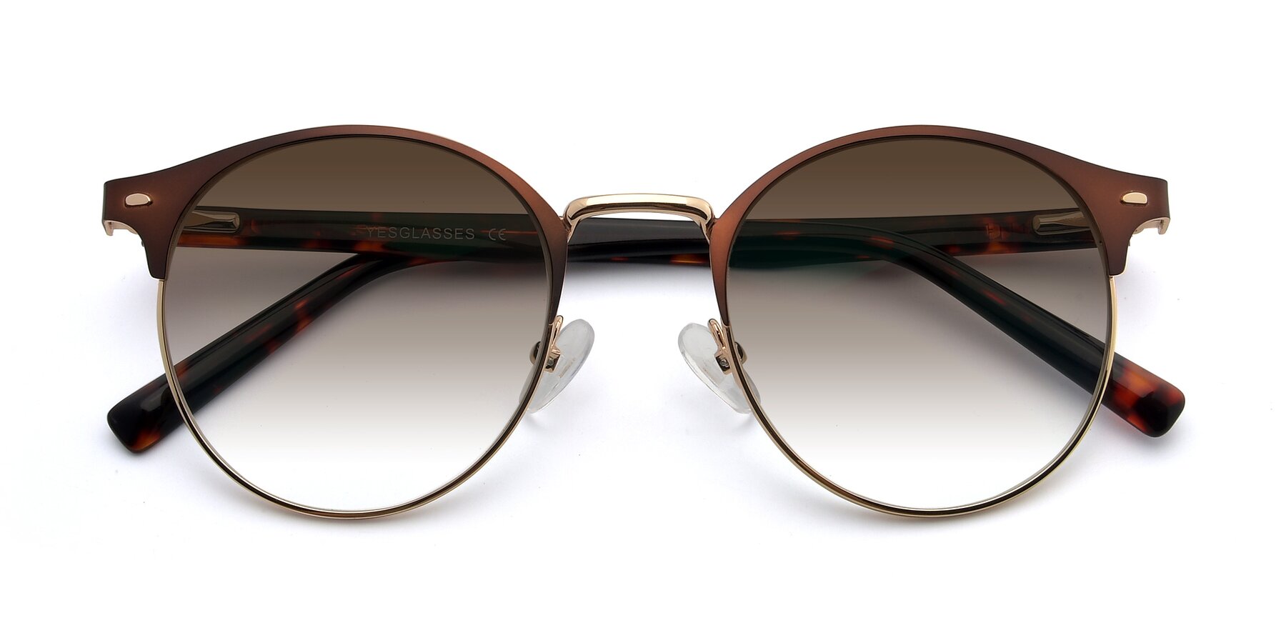 Folded Front of 9099 in Brown-Gold with Brown Gradient Lenses