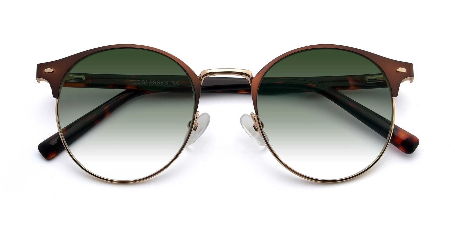 Folded Front of 9099 in Brown-Gold with Green Gradient Lenses