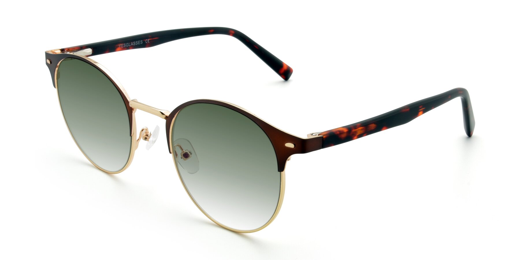Angle of 9099 in Brown-Gold with Green Gradient Lenses