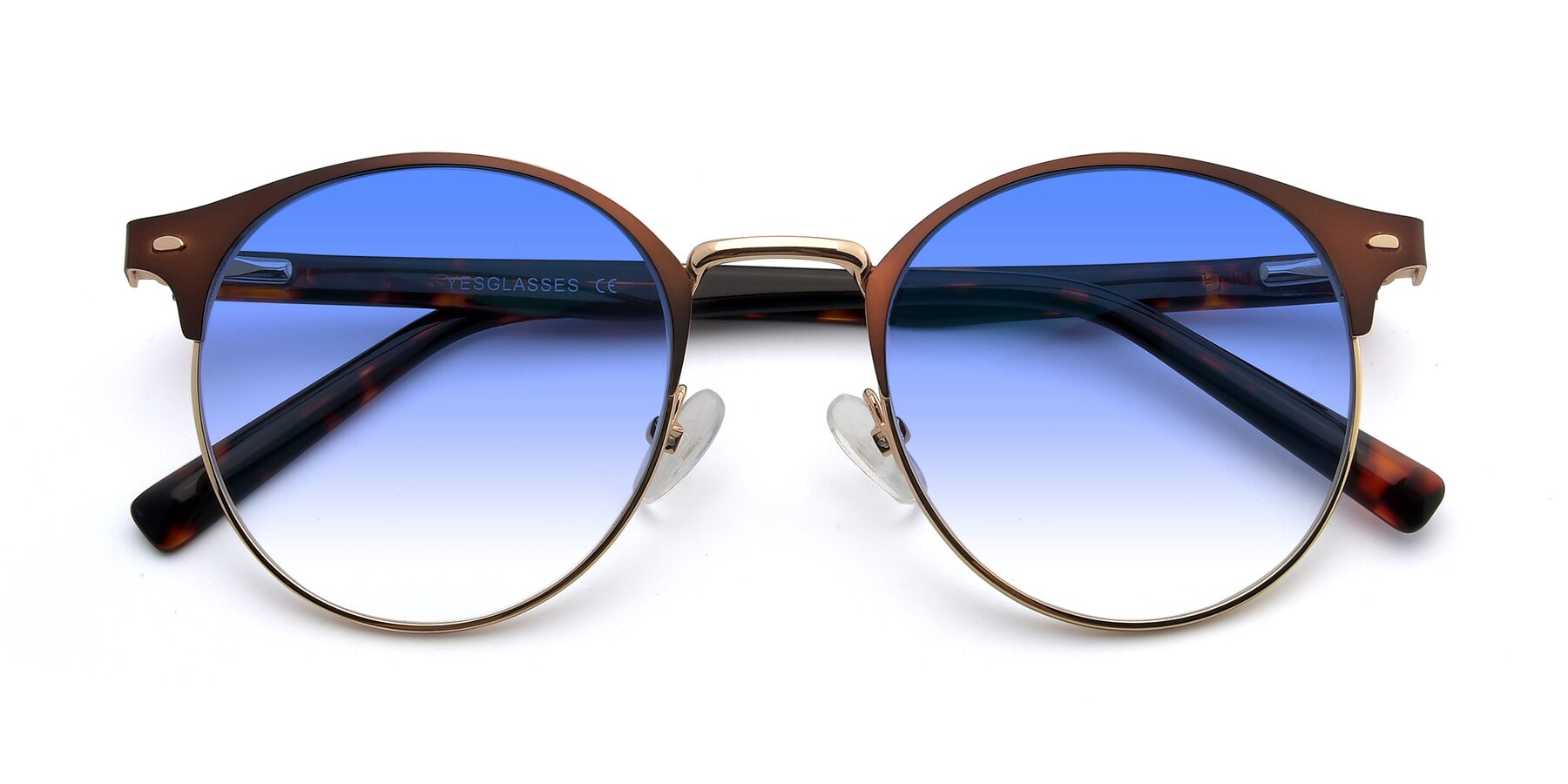 Folded Front of 9099 in Brown-Gold with Blue Gradient Lenses