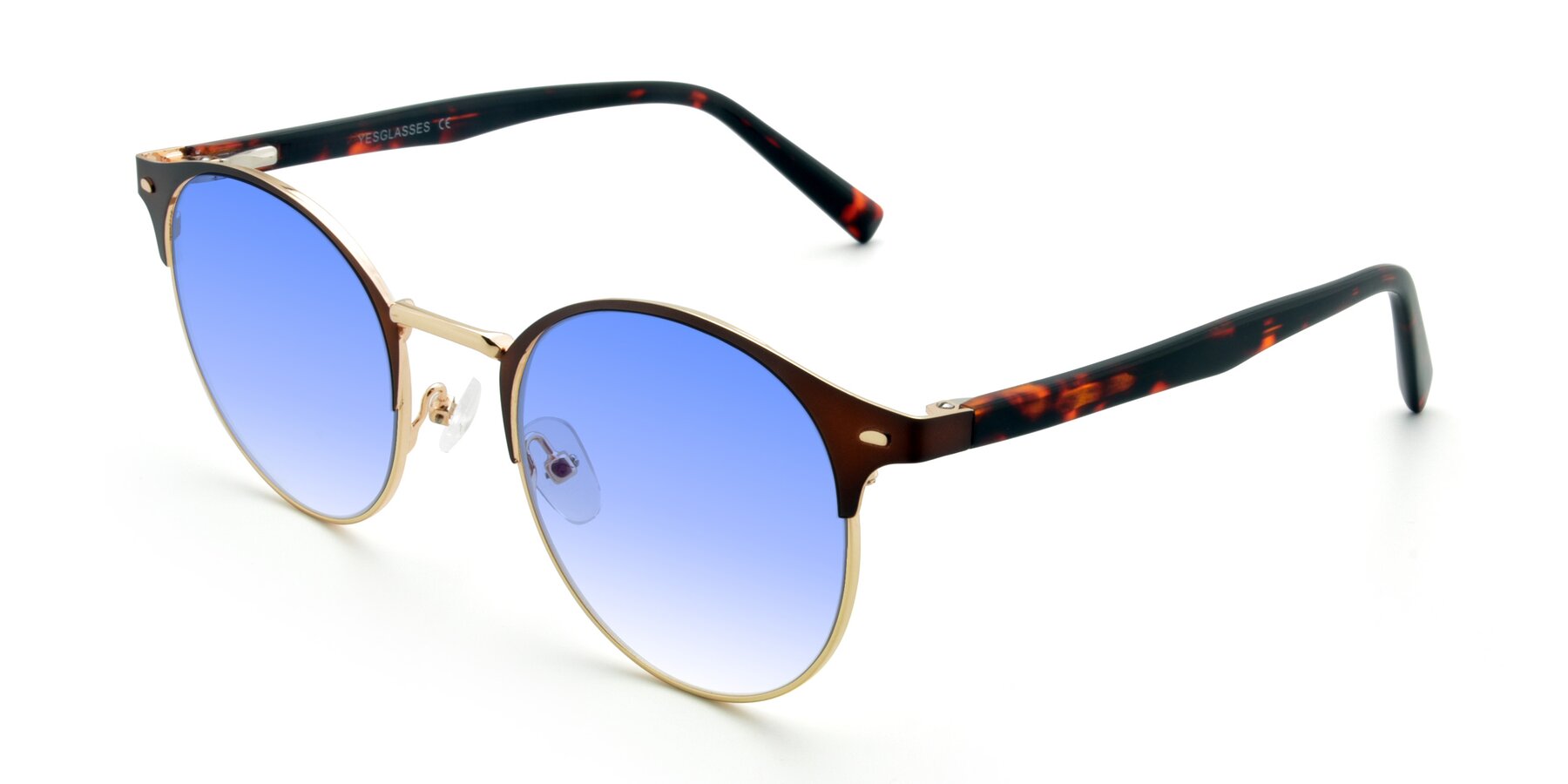 Angle of 9099 in Brown-Gold with Blue Gradient Lenses