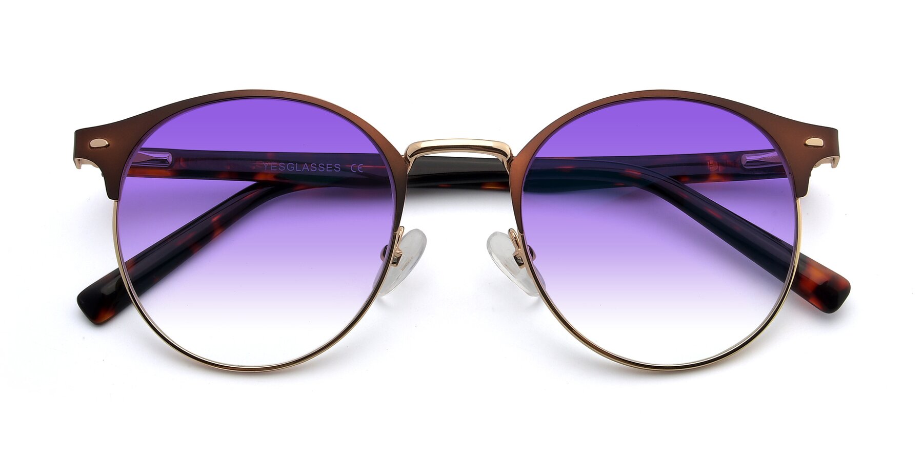 Folded Front of 9099 in Brown-Gold with Purple Gradient Lenses