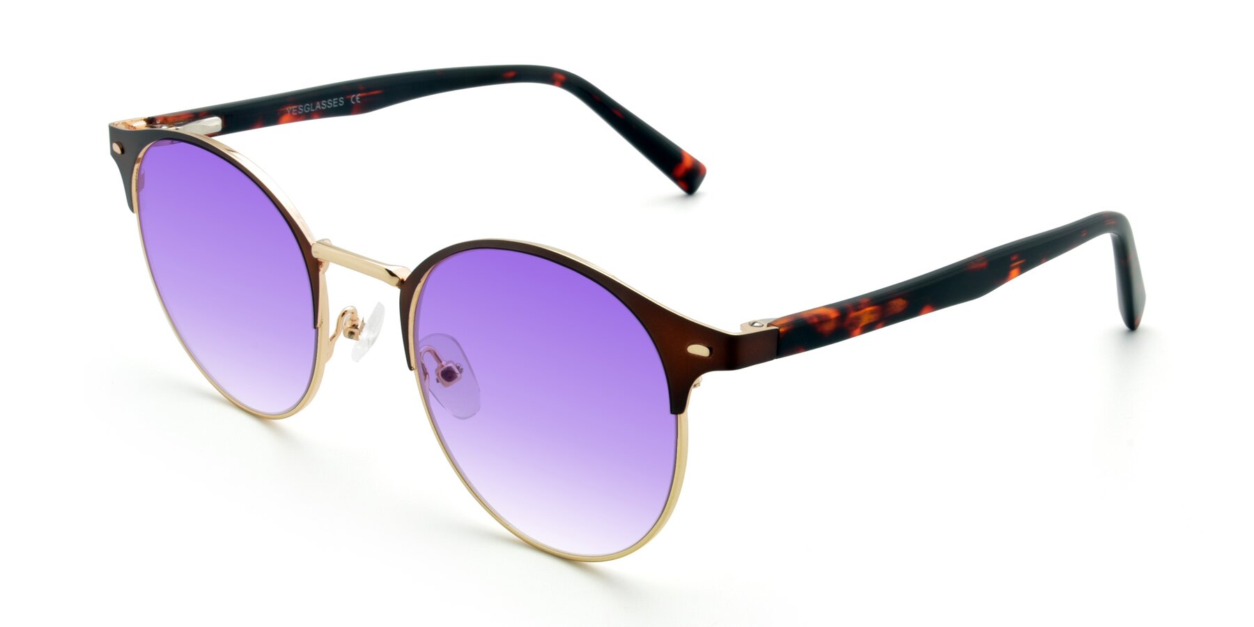 Angle of 9099 in Brown-Gold with Purple Gradient Lenses