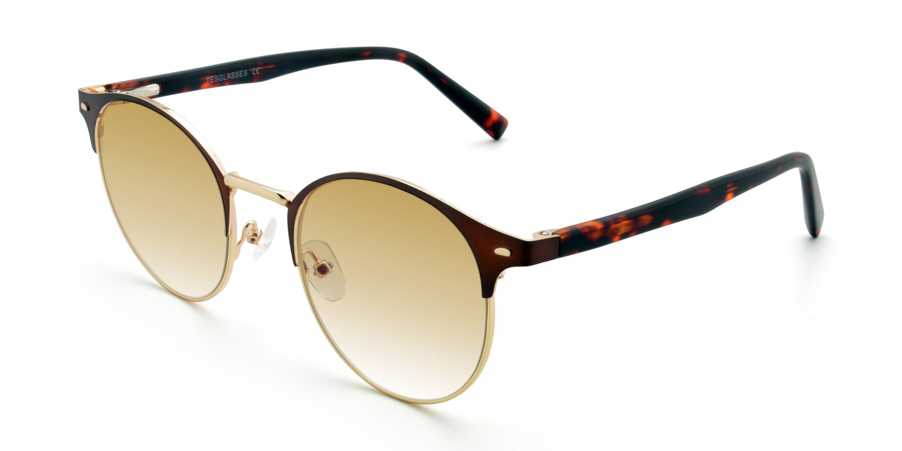 Angle of 9099 in Brown-Gold with Champagne Gradient Lenses