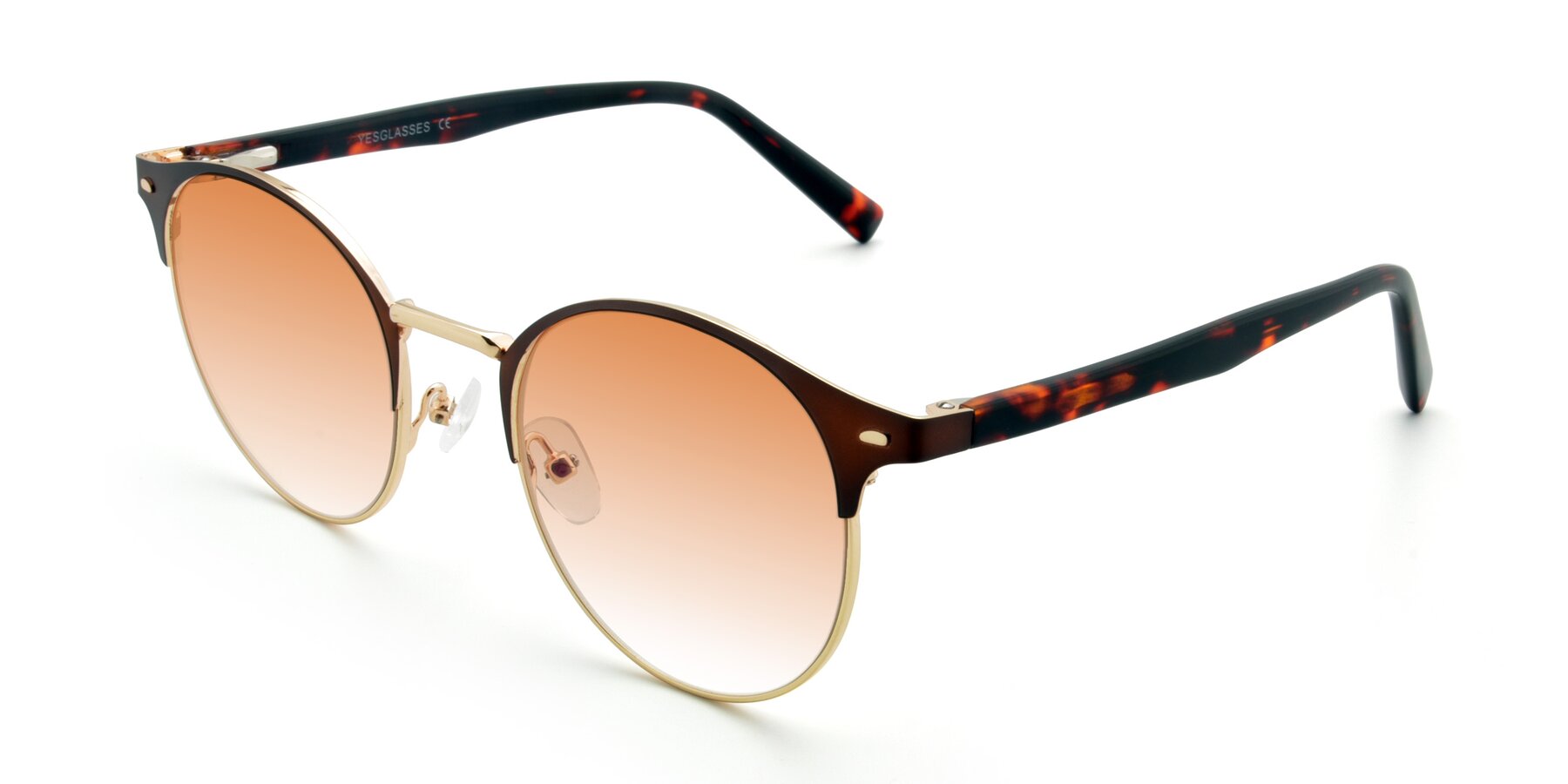 Angle of 9099 in Brown-Gold with Orange Gradient Lenses