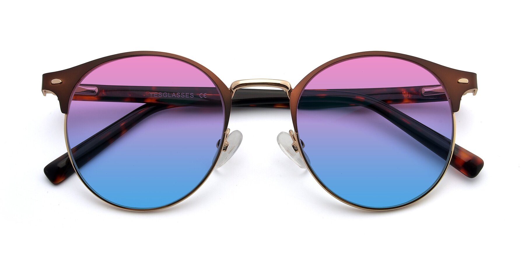 Folded Front of 9099 in Brown-Gold with Pink / Blue Gradient Lenses