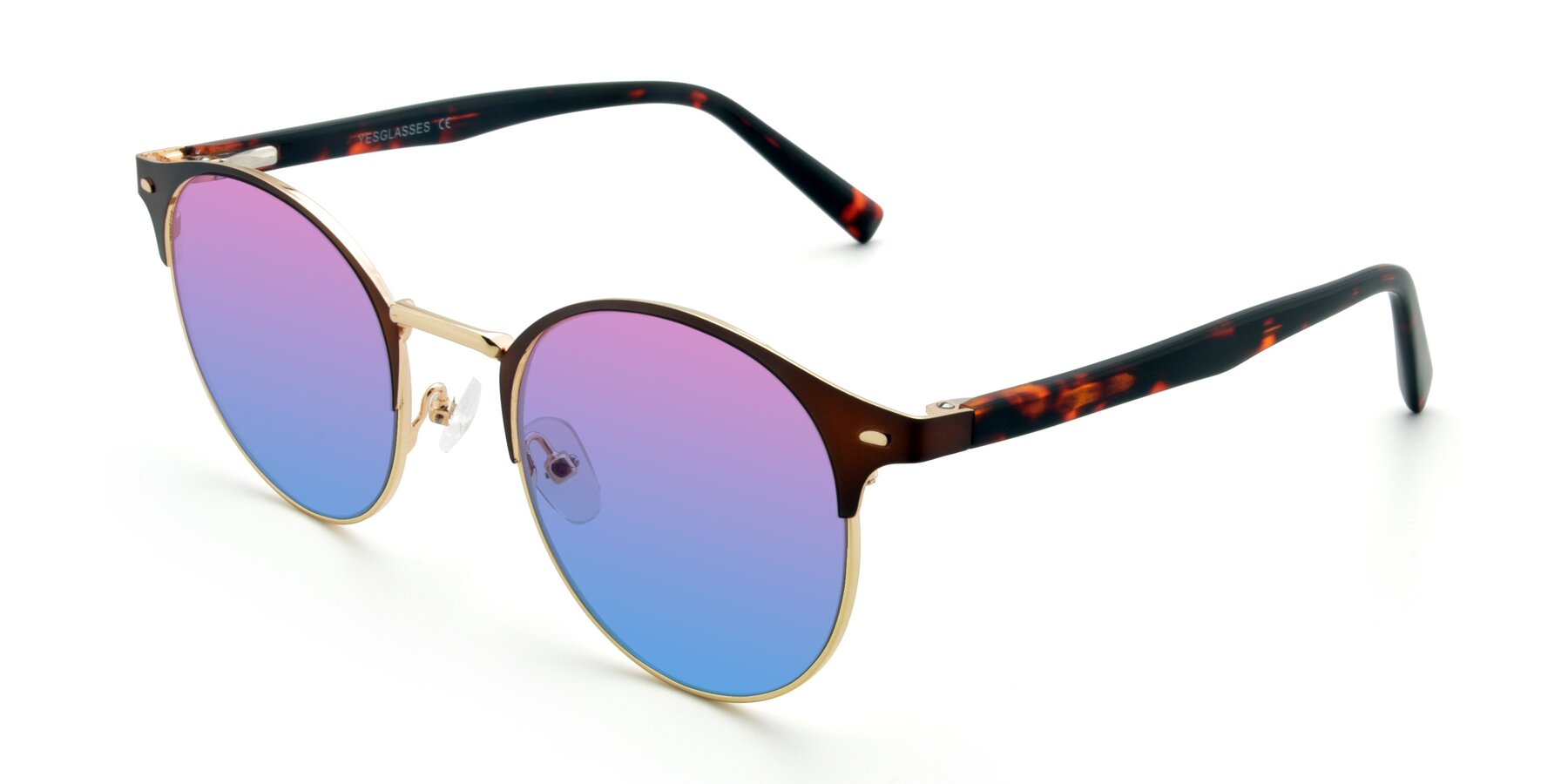 Angle of 9099 in Brown-Gold with Pink / Blue Gradient Lenses