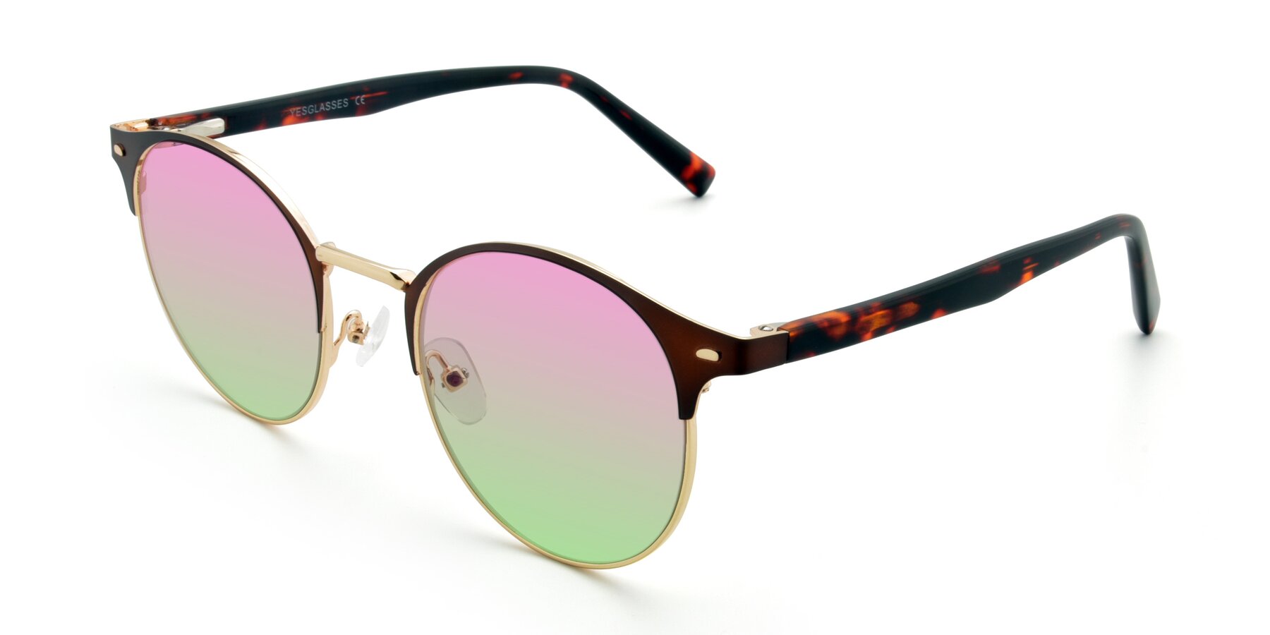 Angle of 9099 in Brown-Gold with Pink / Green Gradient Lenses