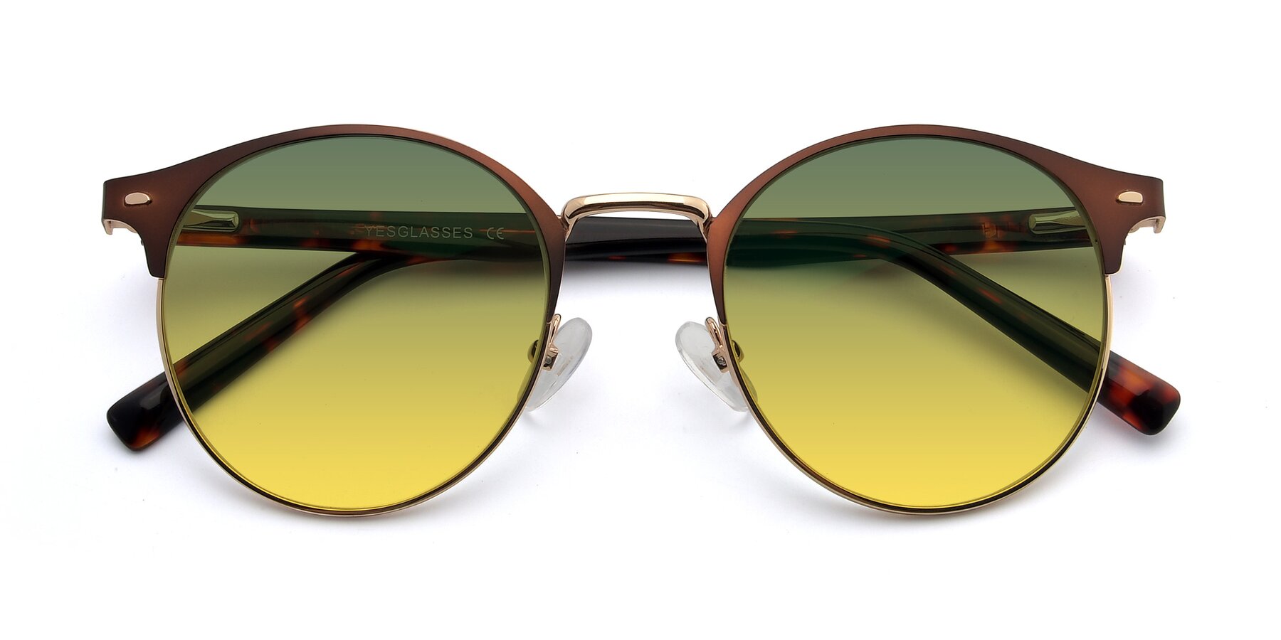 Folded Front of 9099 in Brown-Gold with Green / Yellow Gradient Lenses