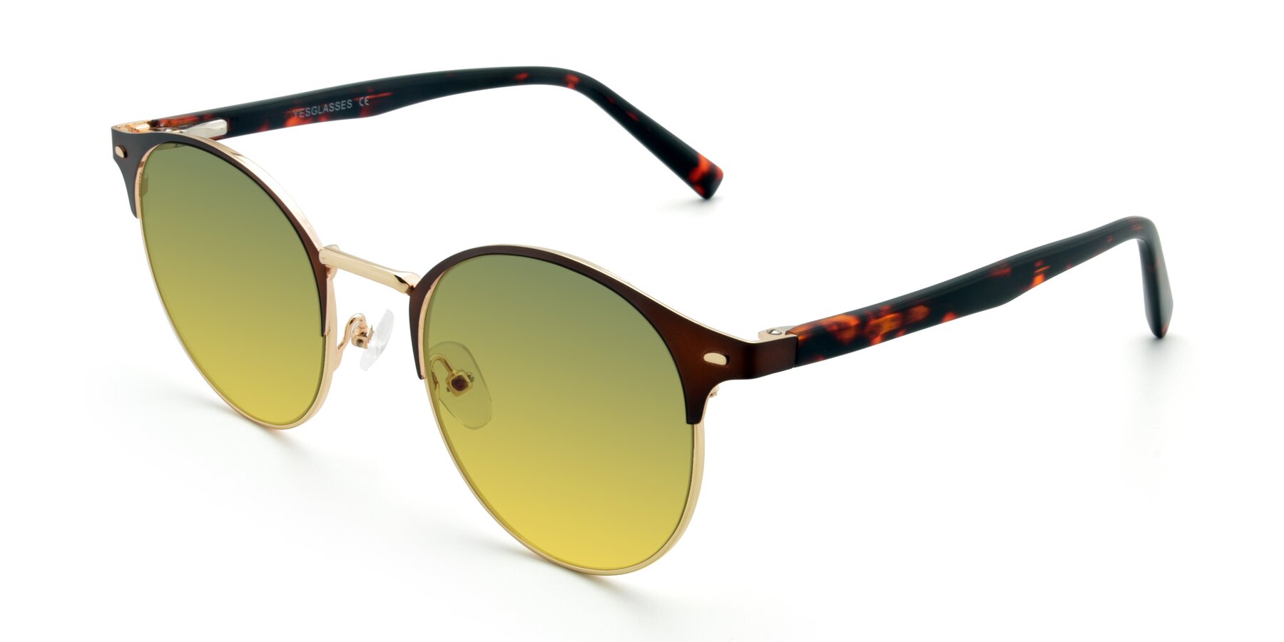 Angle of 9099 in Brown-Gold with Green / Yellow Gradient Lenses