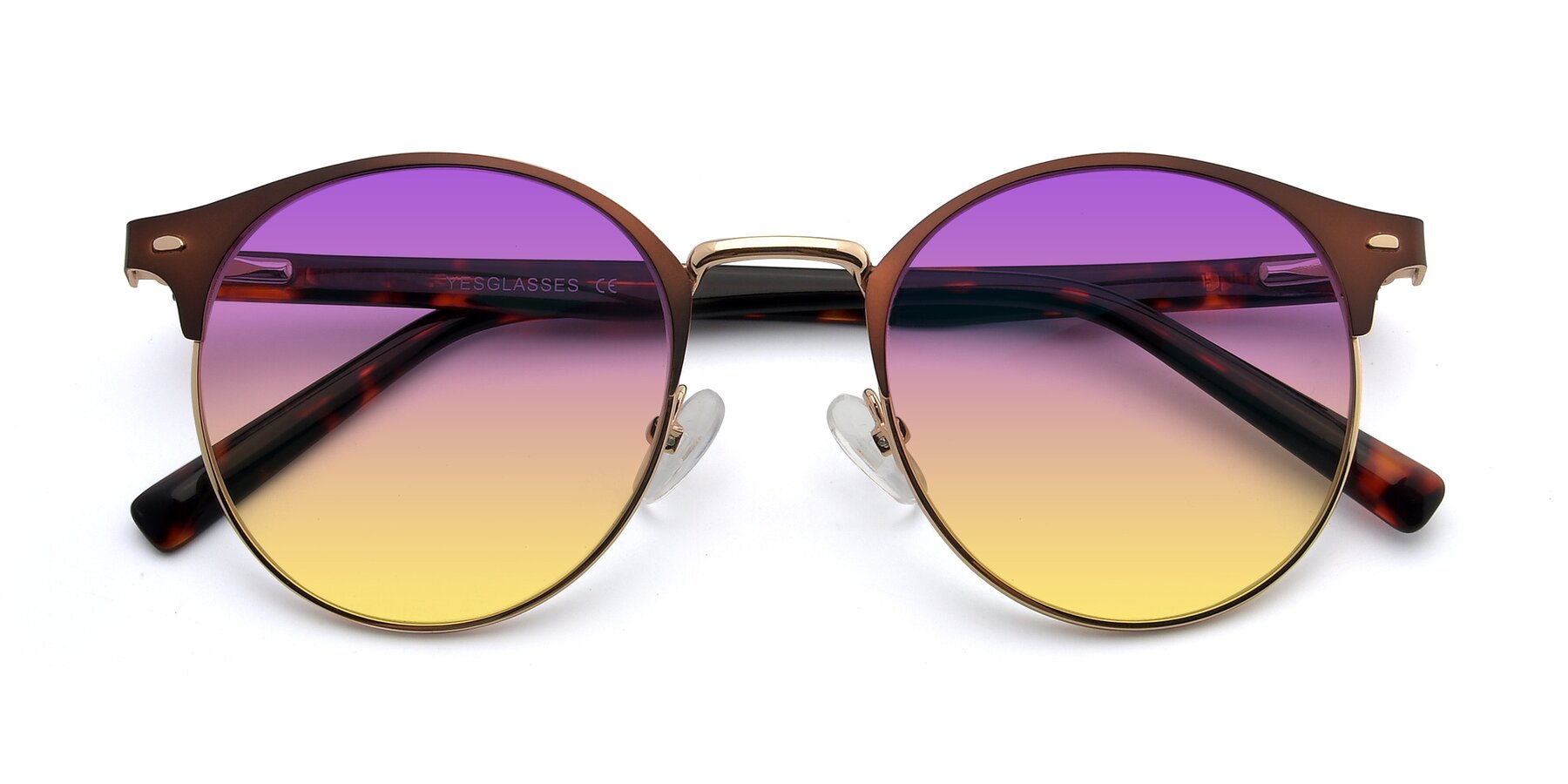 Folded Front of 9099 in Brown-Gold with Purple / Yellow Gradient Lenses