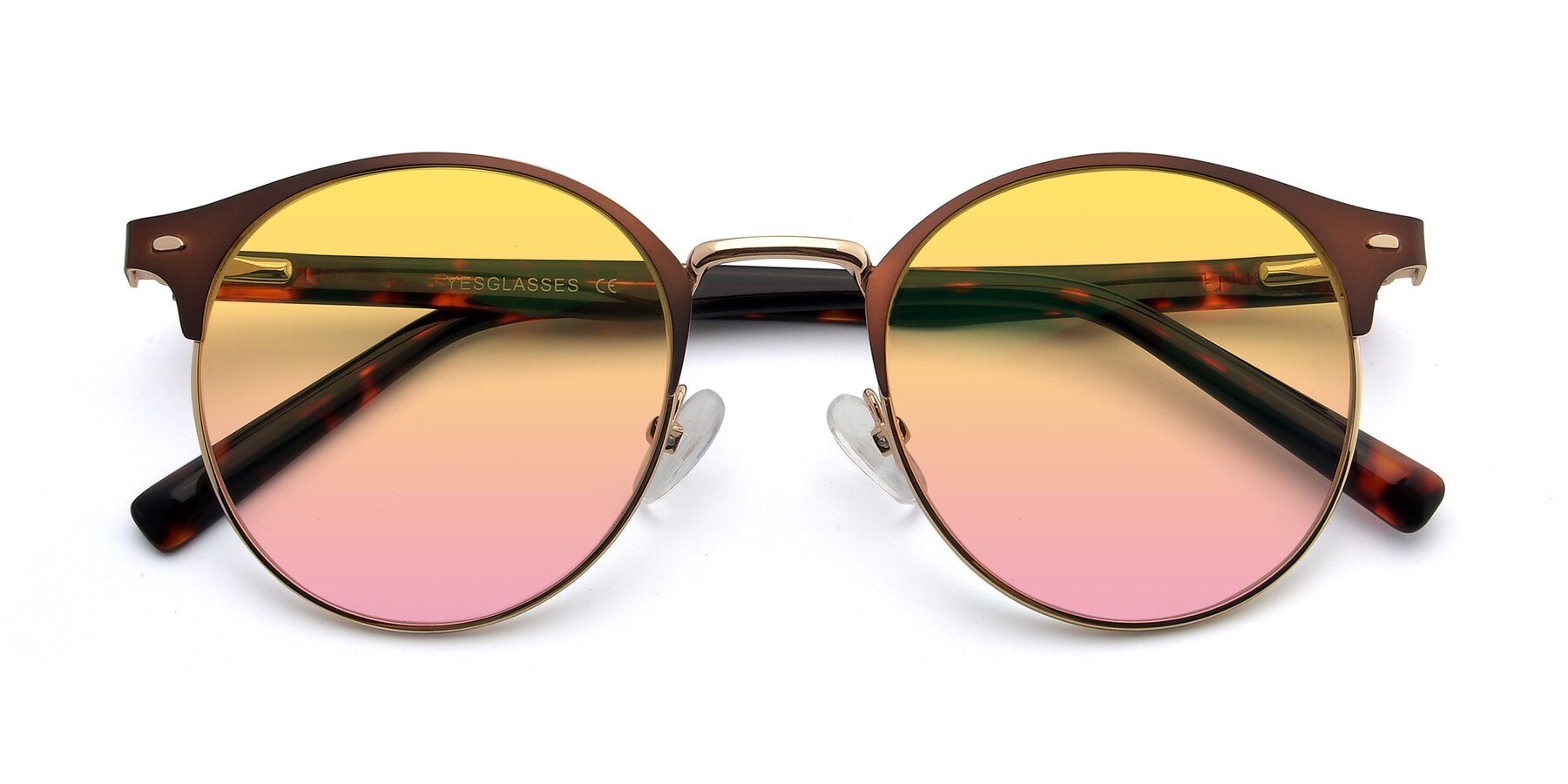 Folded Front of 9099 in Brown-Gold with Yellow / Pink Gradient Lenses