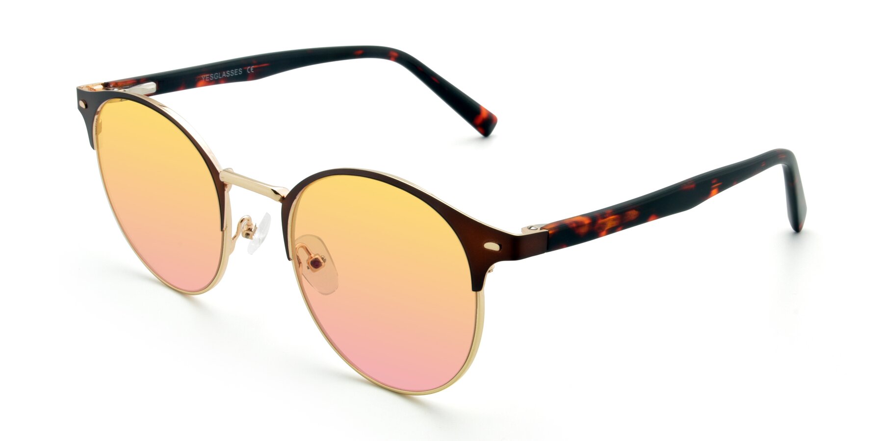 Angle of 9099 in Brown-Gold with Yellow / Pink Gradient Lenses