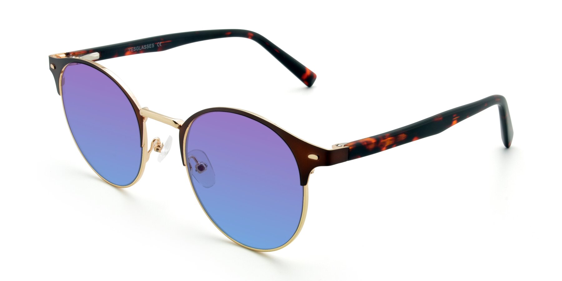 Angle of 9099 in Brown-Gold with Purple / Blue Gradient Lenses