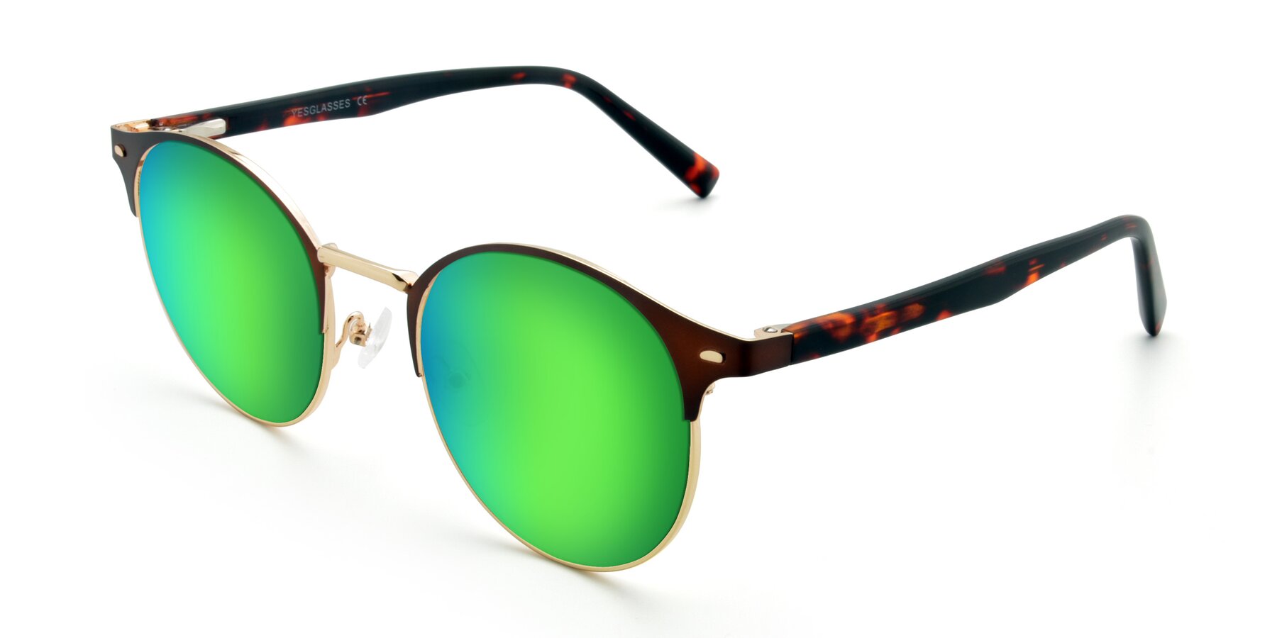 Angle of 9099 in Brown-Gold with Green Mirrored Lenses