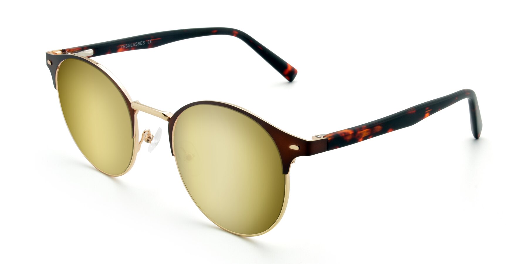 Angle of 9099 in Brown-Gold with Gold Mirrored Lenses