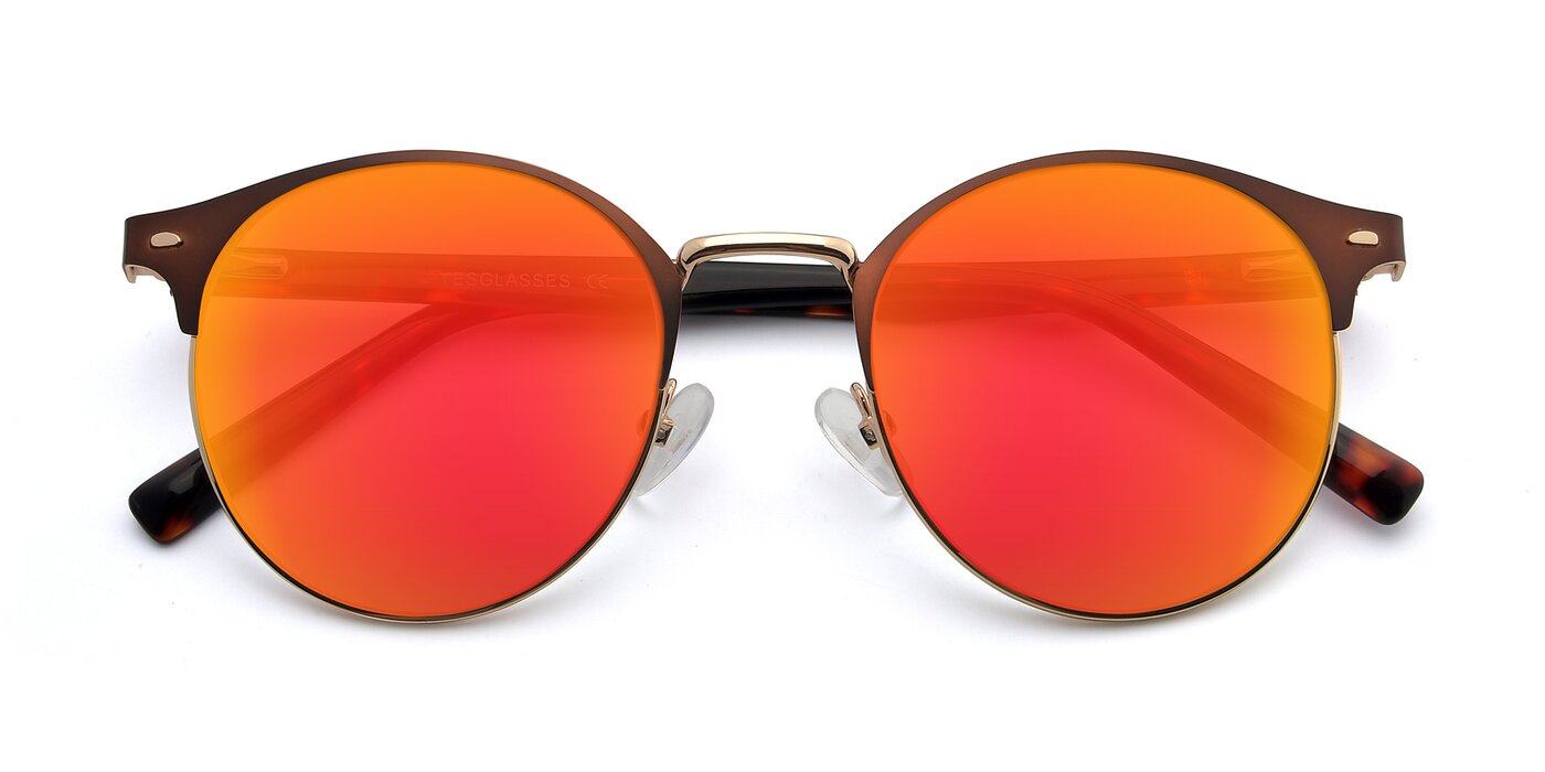 9099 - Brown / Gold Flash Mirrored Sunglasses