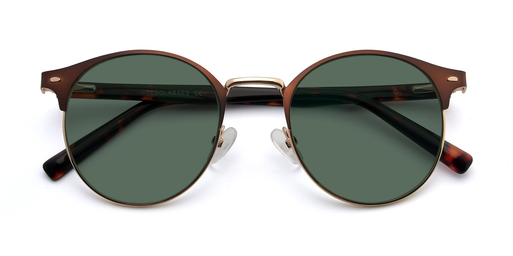 Folded Front of 9099 in Brown-Gold with Green Polarized Lenses