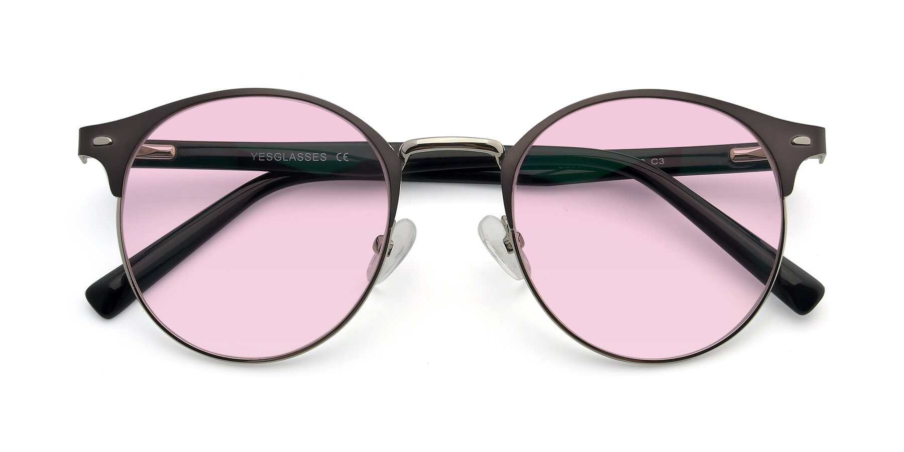 Folded Front of 9099 in Gray-Silver with Light Pink Tinted Lenses