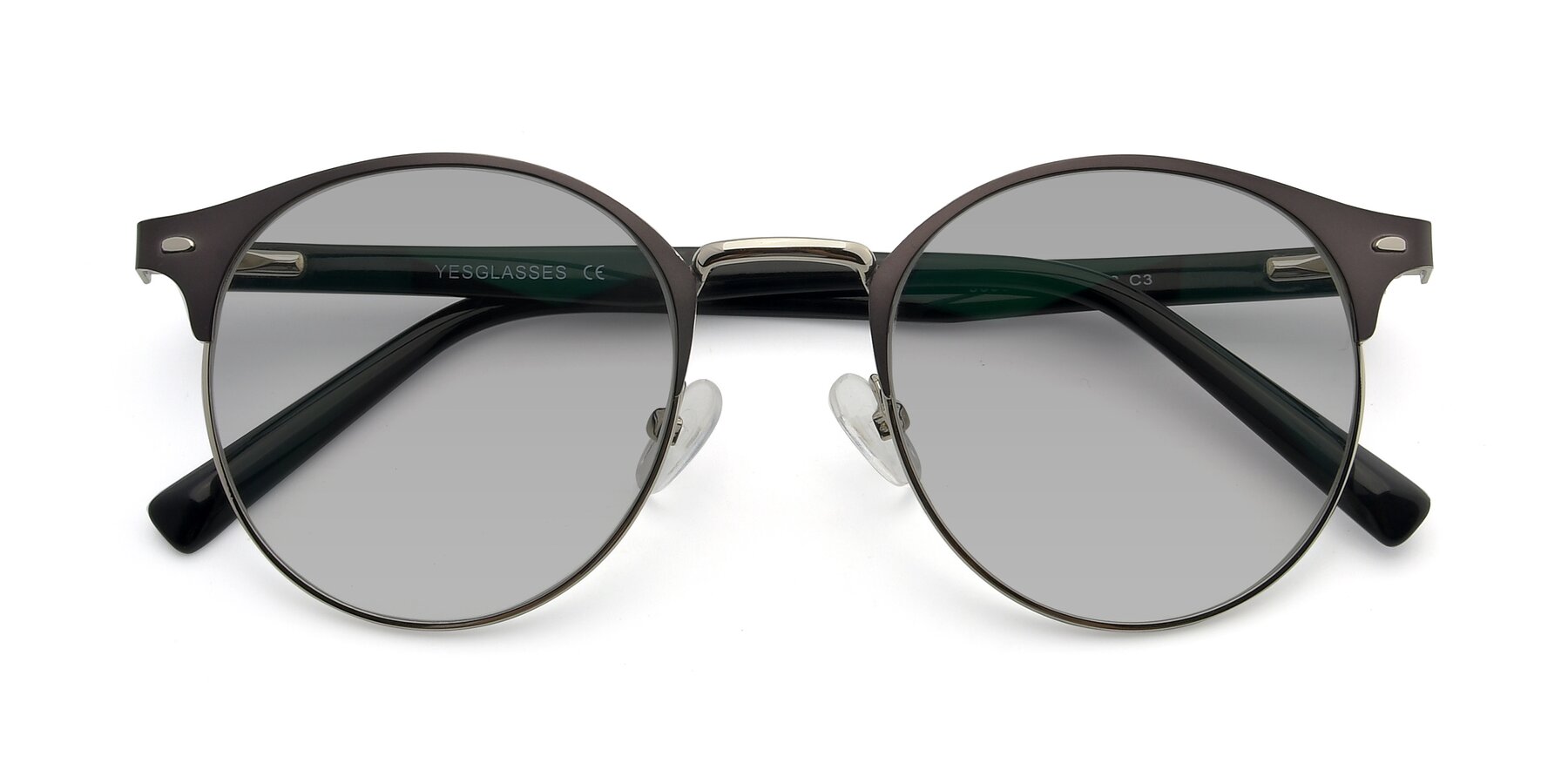 Folded Front of 9099 in Gray-Silver with Light Gray Tinted Lenses