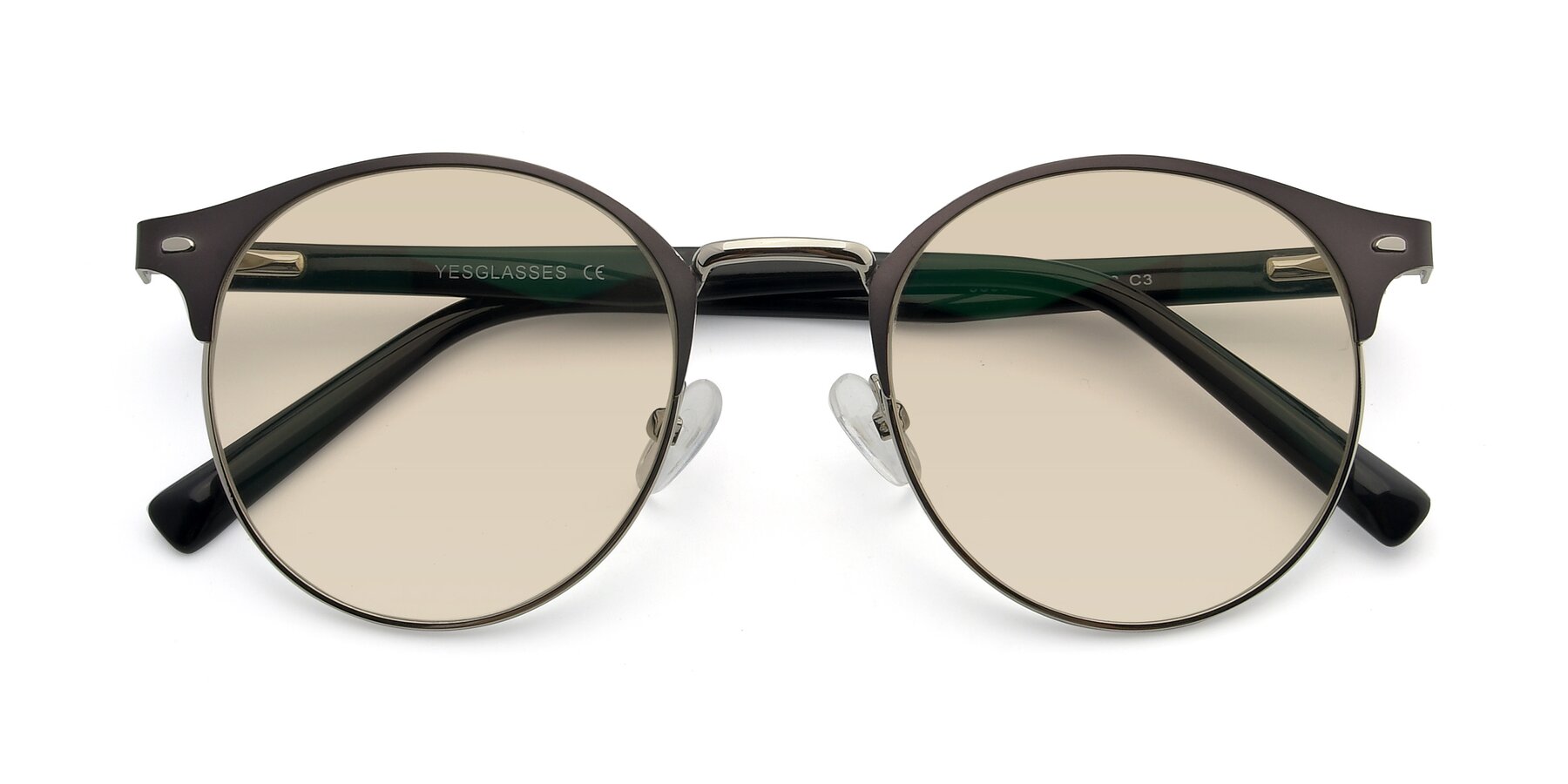 Folded Front of 9099 in Gray-Silver with Light Brown Tinted Lenses