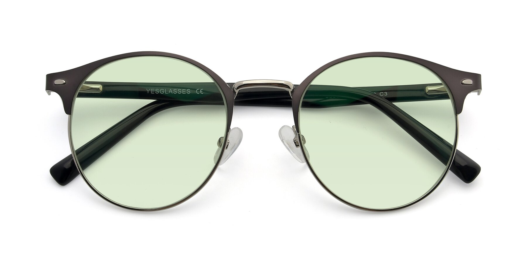Folded Front of 9099 in Gray-Silver with Light Green Tinted Lenses