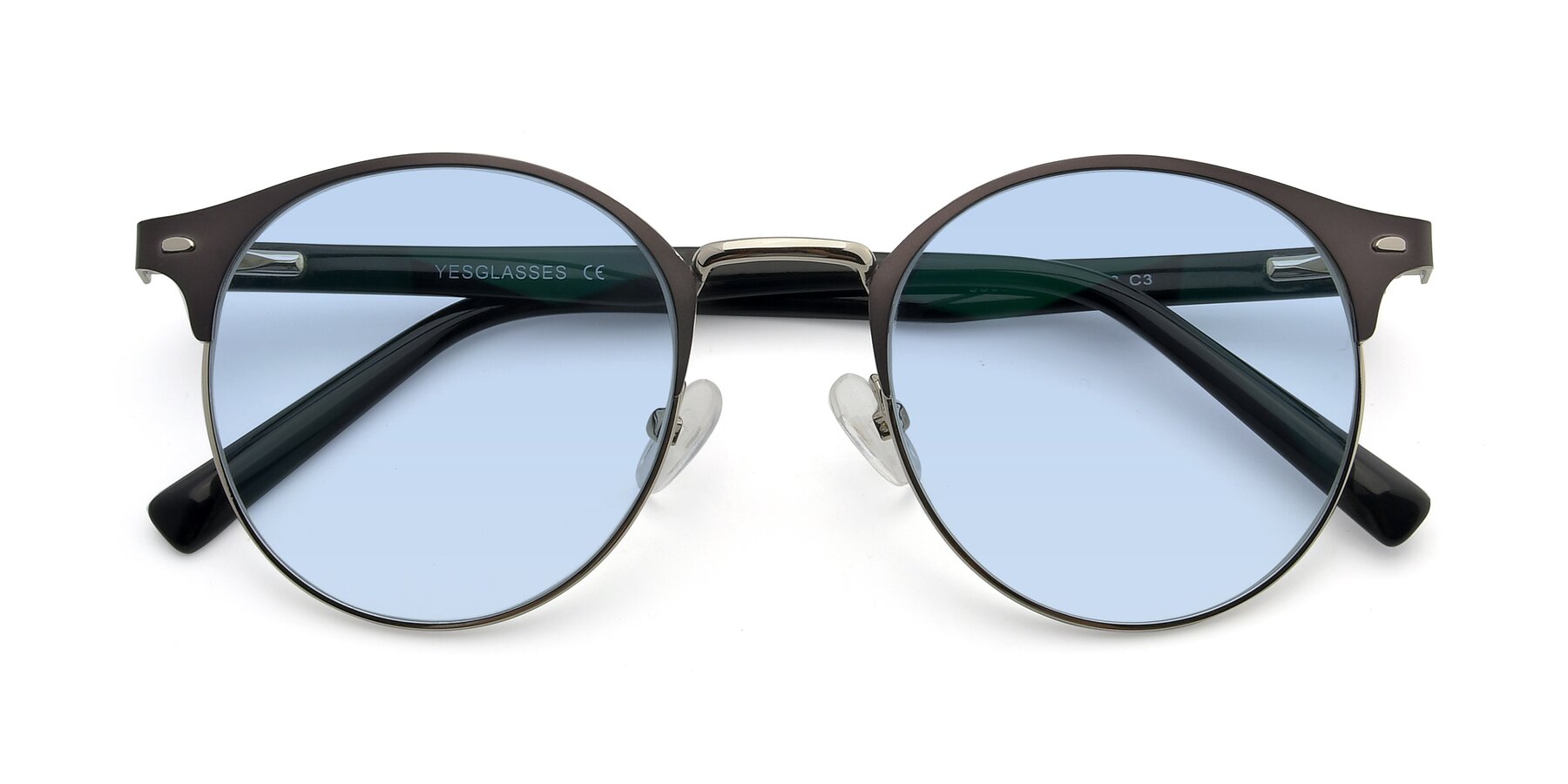 Folded Front of 9099 in Gray-Silver with Light Blue Tinted Lenses