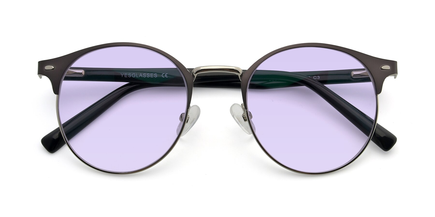 Folded Front of 9099 in Gray-Silver with Light Purple Tinted Lenses