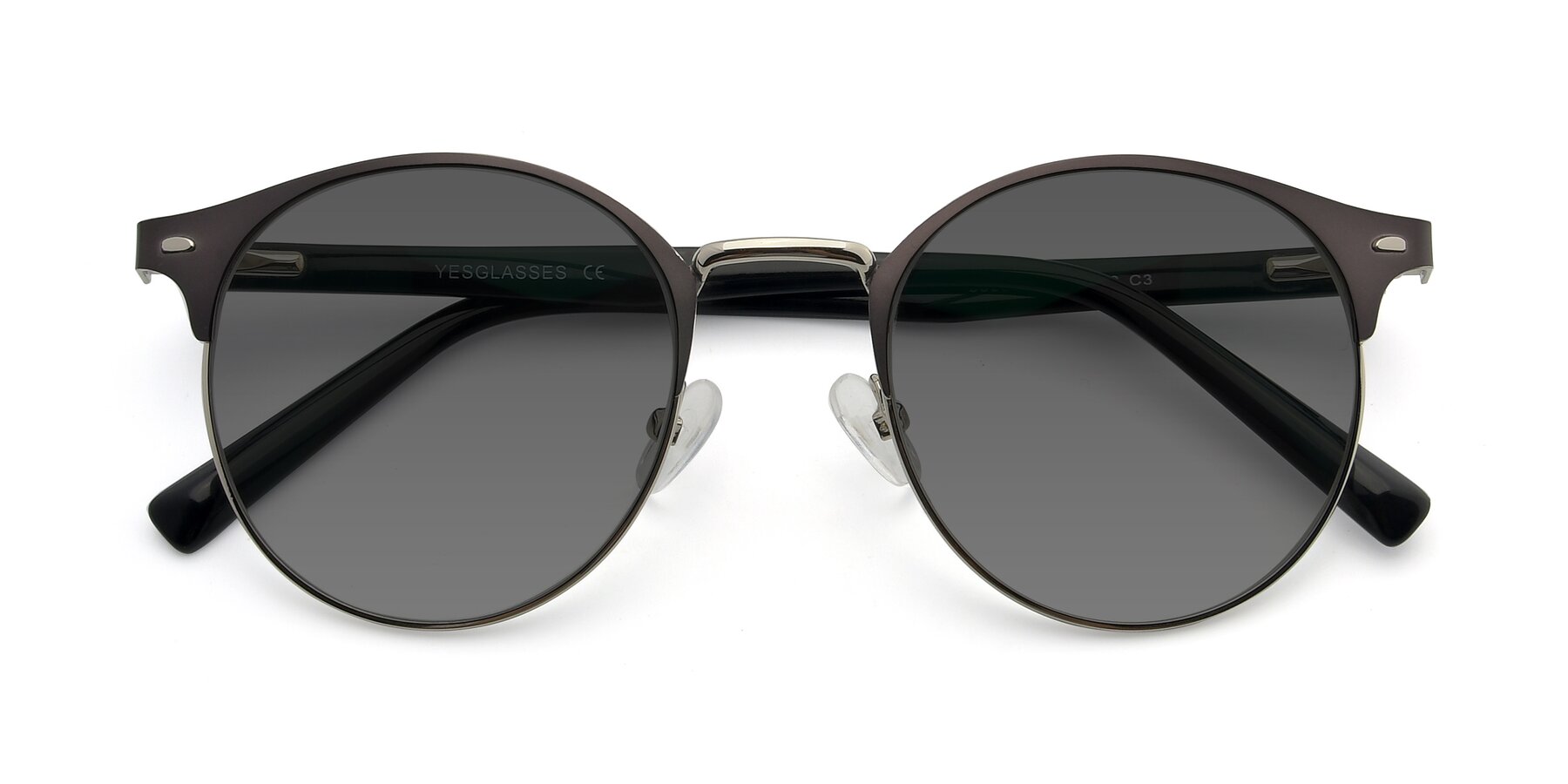 Folded Front of 9099 in Gray-Silver with Medium Gray Tinted Lenses