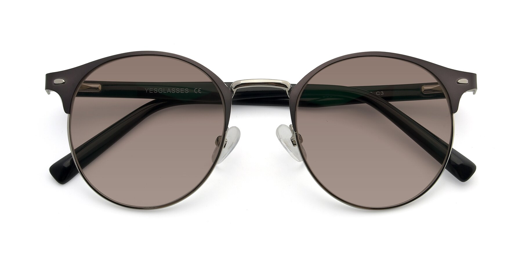 Folded Front of 9099 in Gray-Silver with Medium Brown Tinted Lenses