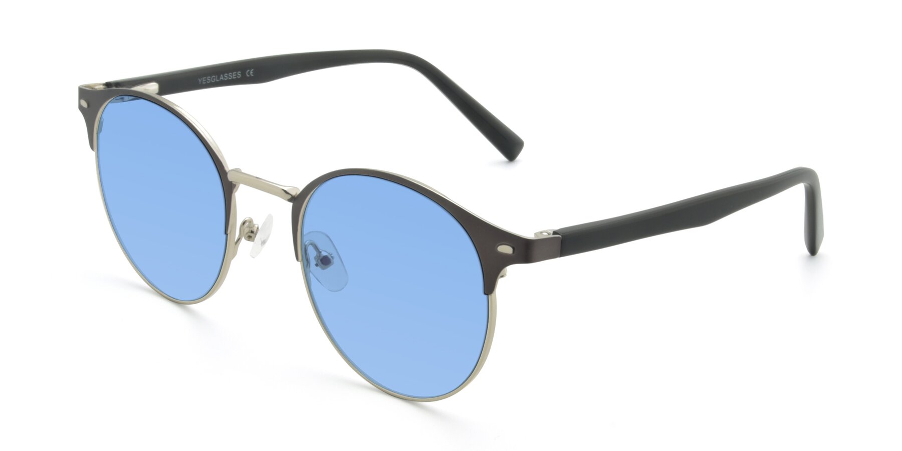 Angle of 9099 in Gray-Silver with Medium Blue Tinted Lenses