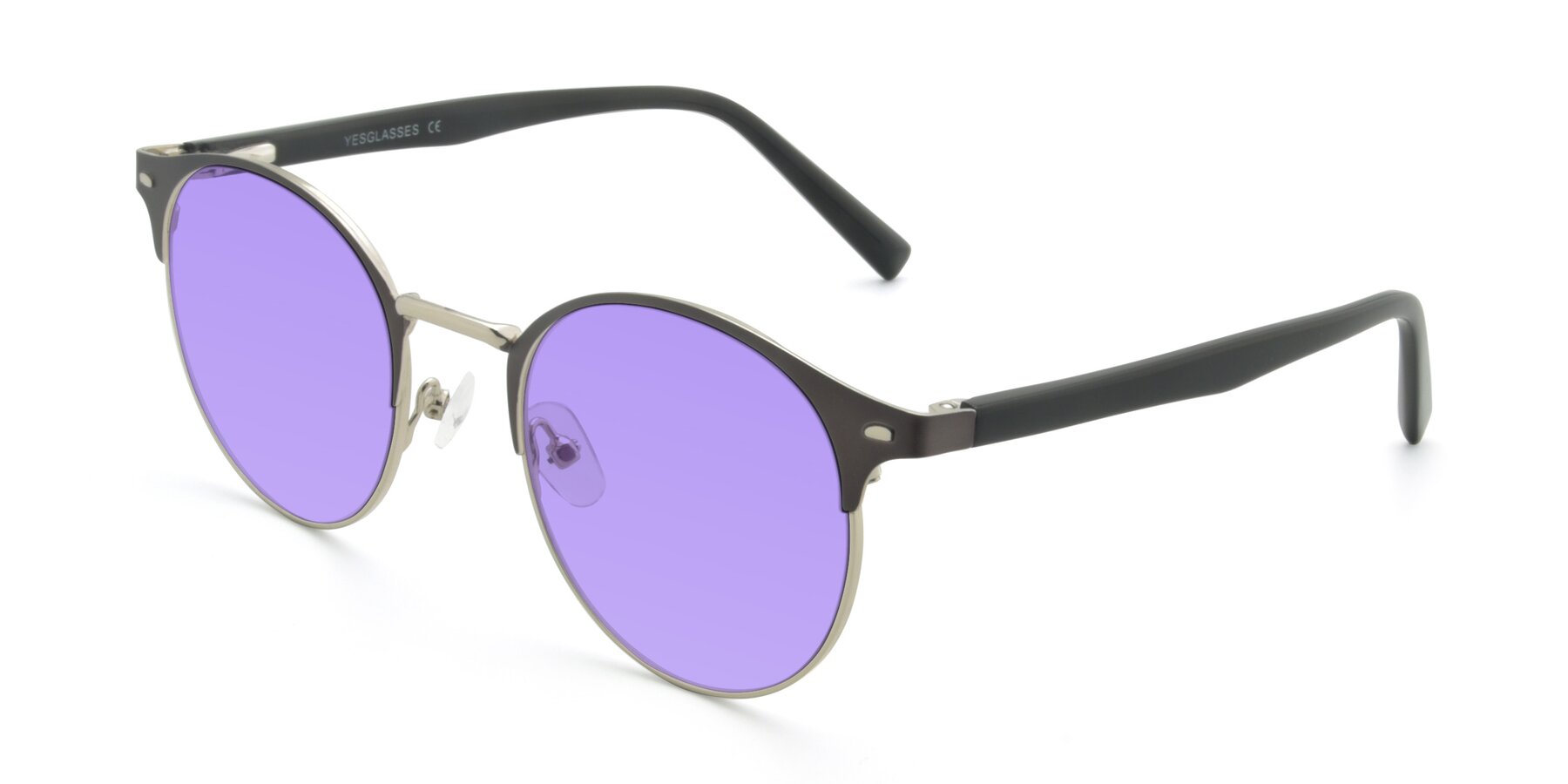 Angle of 9099 in Gray-Silver with Medium Purple Tinted Lenses