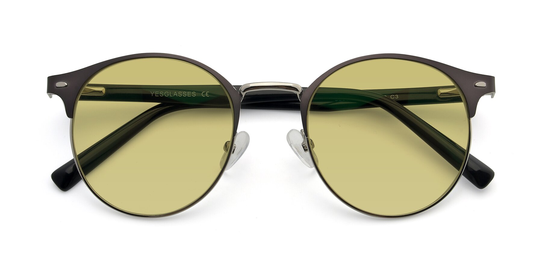 Folded Front of 9099 in Gray-Silver with Medium Champagne Tinted Lenses