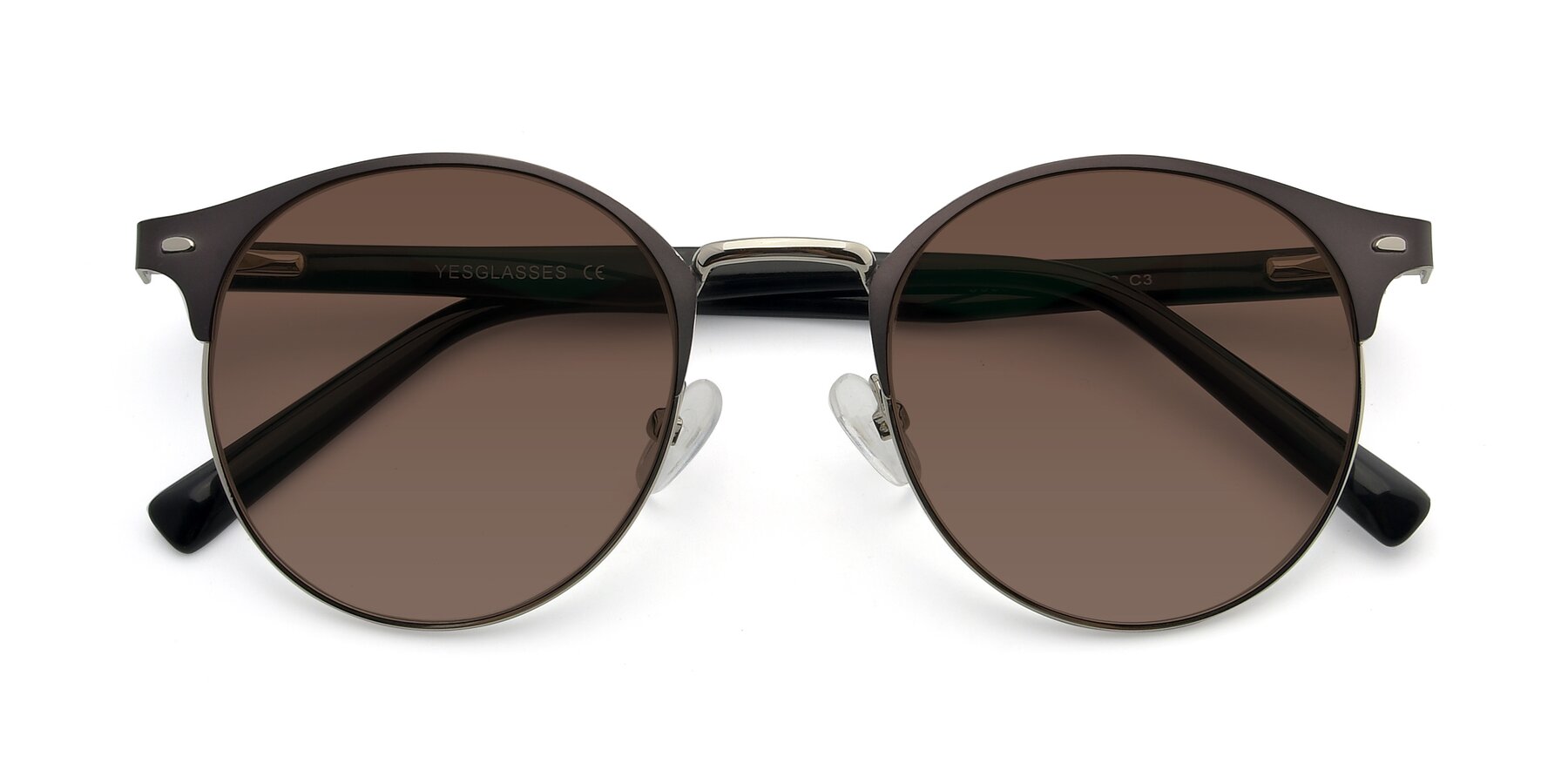 Folded Front of 9099 in Gray-Silver with Brown Tinted Lenses
