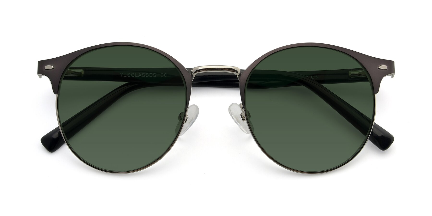 Folded Front of 9099 in Gray-Silver with Green Tinted Lenses
