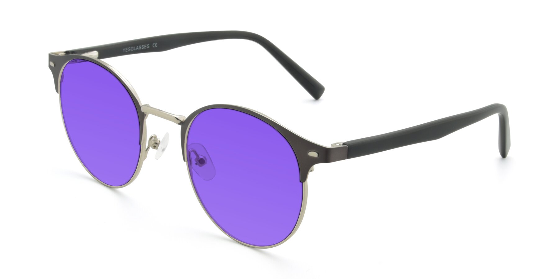 Angle of 9099 in Gray-Silver with Purple Tinted Lenses