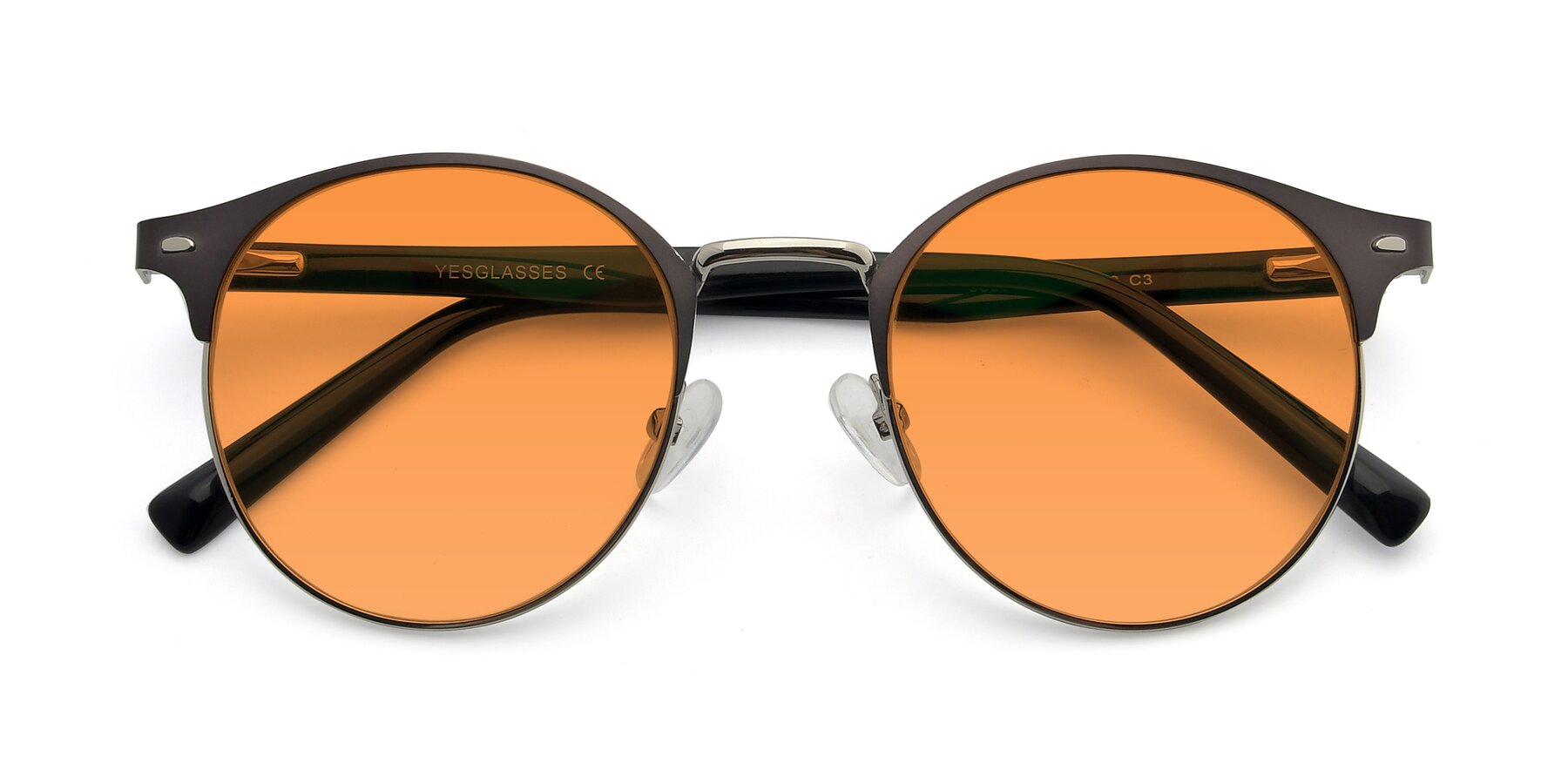 Folded Front of 9099 in Gray-Silver with Orange Tinted Lenses