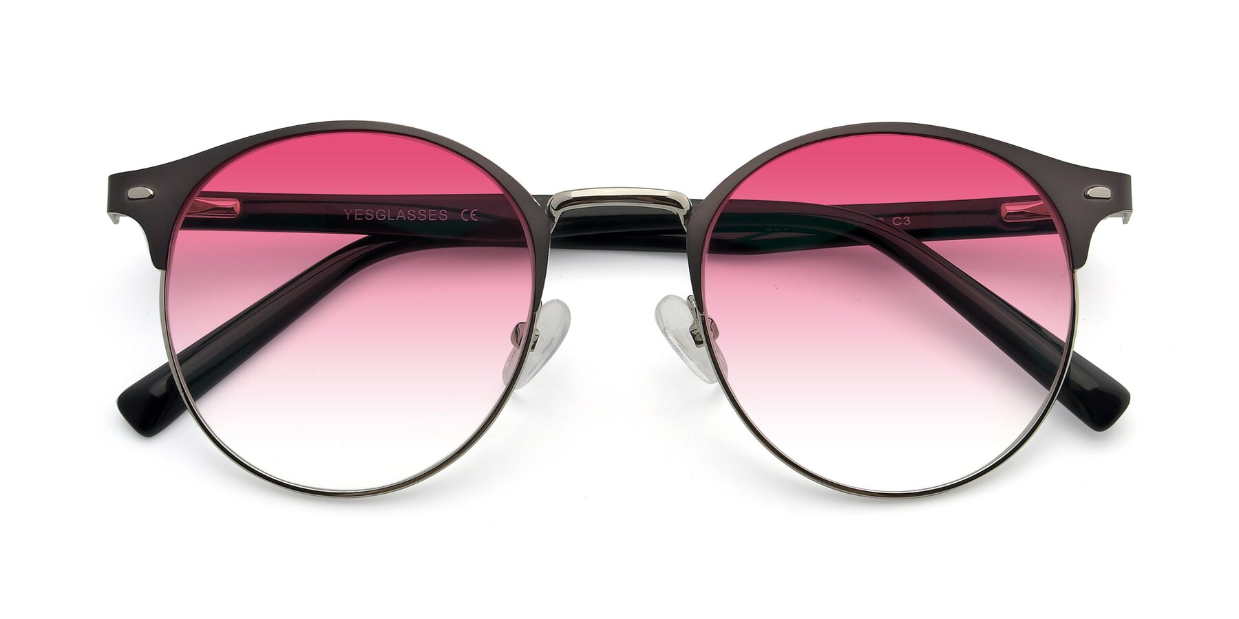 Folded Front of 9099 in Gray-Silver with Pink Gradient Lenses