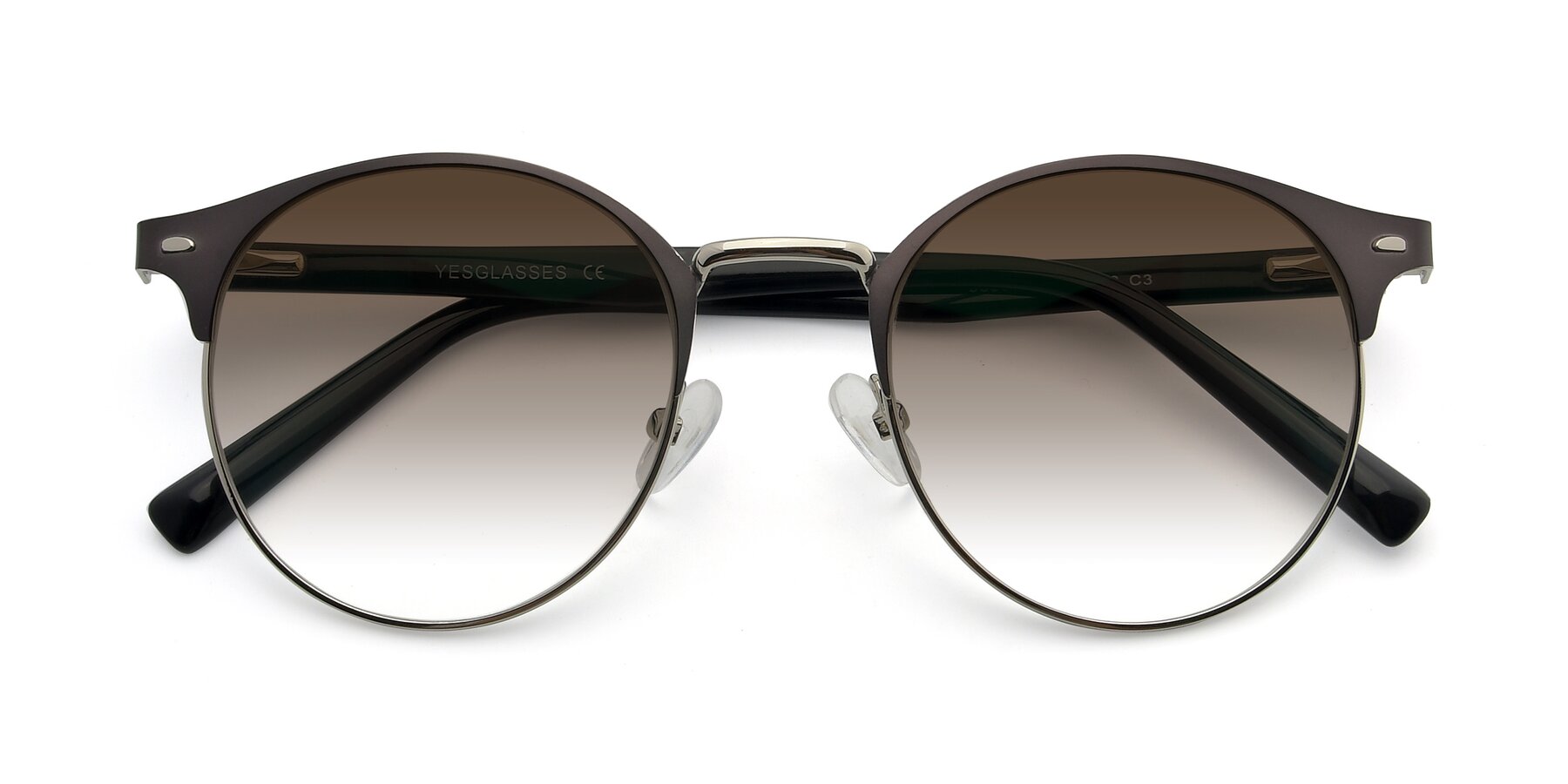 Folded Front of 9099 in Gray-Silver with Brown Gradient Lenses