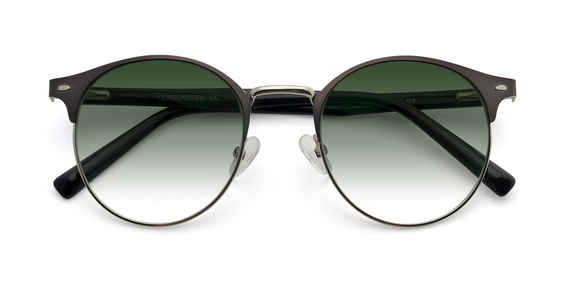 Folded Front of 9099 in Gray-Silver with Green Gradient Lenses