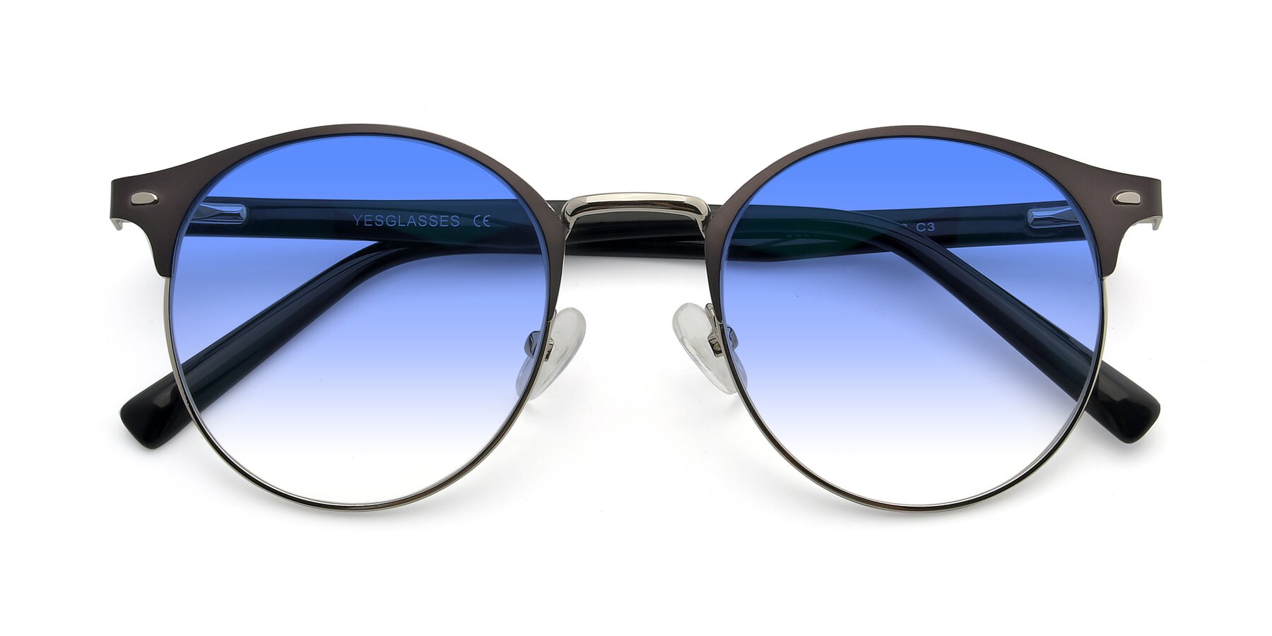 Folded Front of 9099 in Gray-Silver with Blue Gradient Lenses