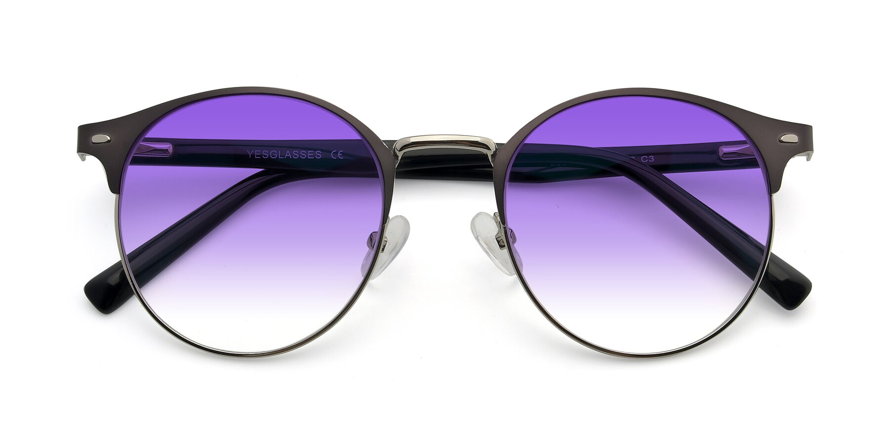 Folded Front of 9099 in Gray-Silver with Purple Gradient Lenses