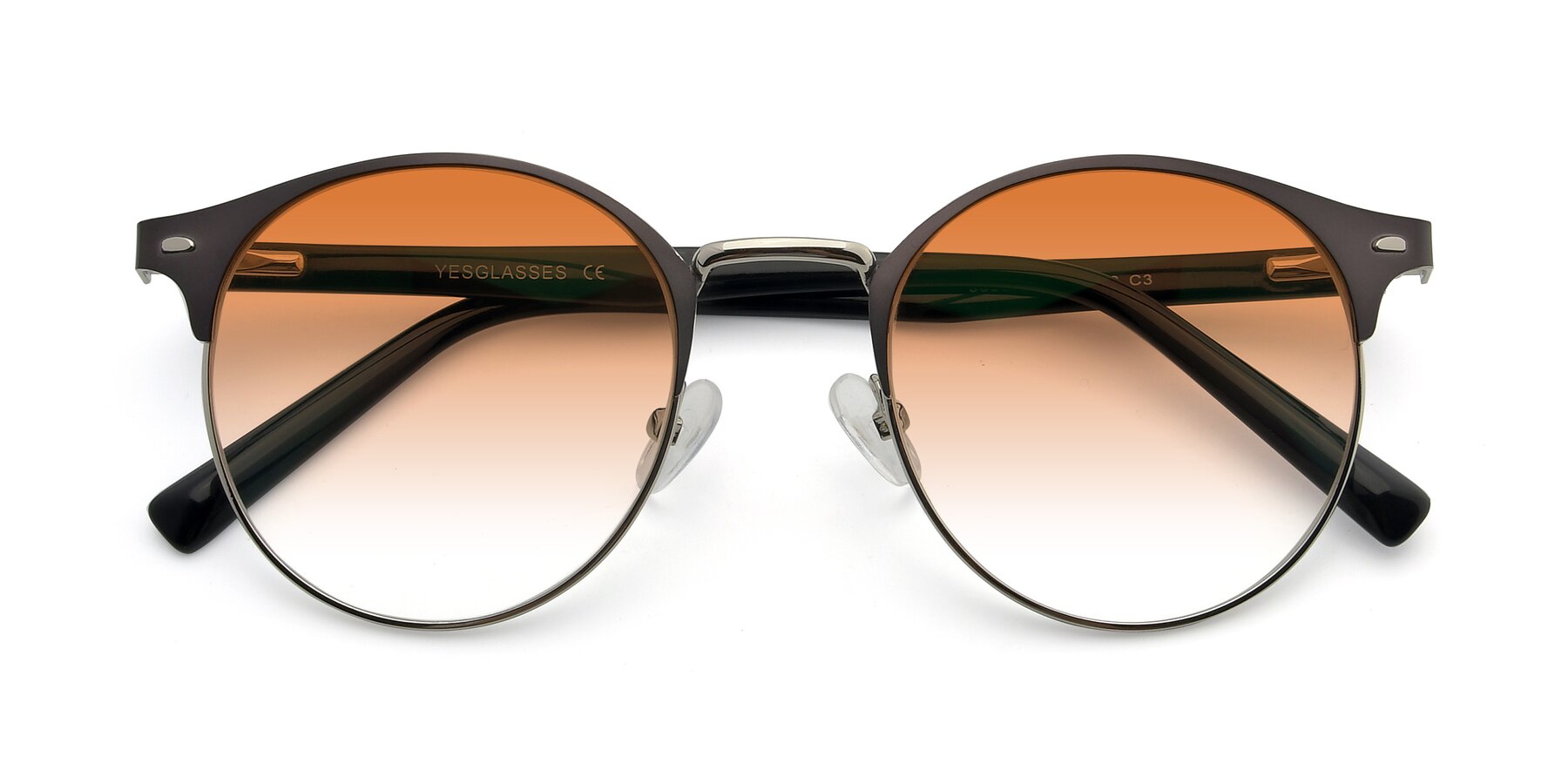 Folded Front of 9099 in Gray-Silver with Orange Gradient Lenses