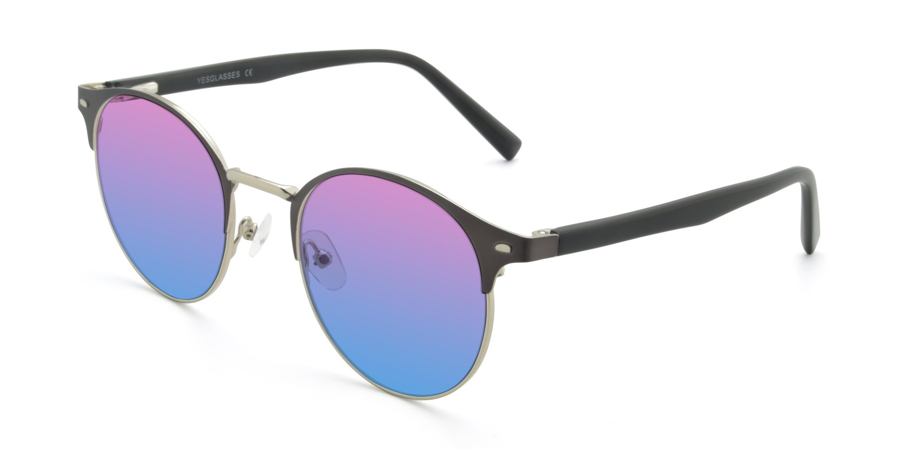Angle of 9099 in Gray-Silver with Pink / Blue Gradient Lenses