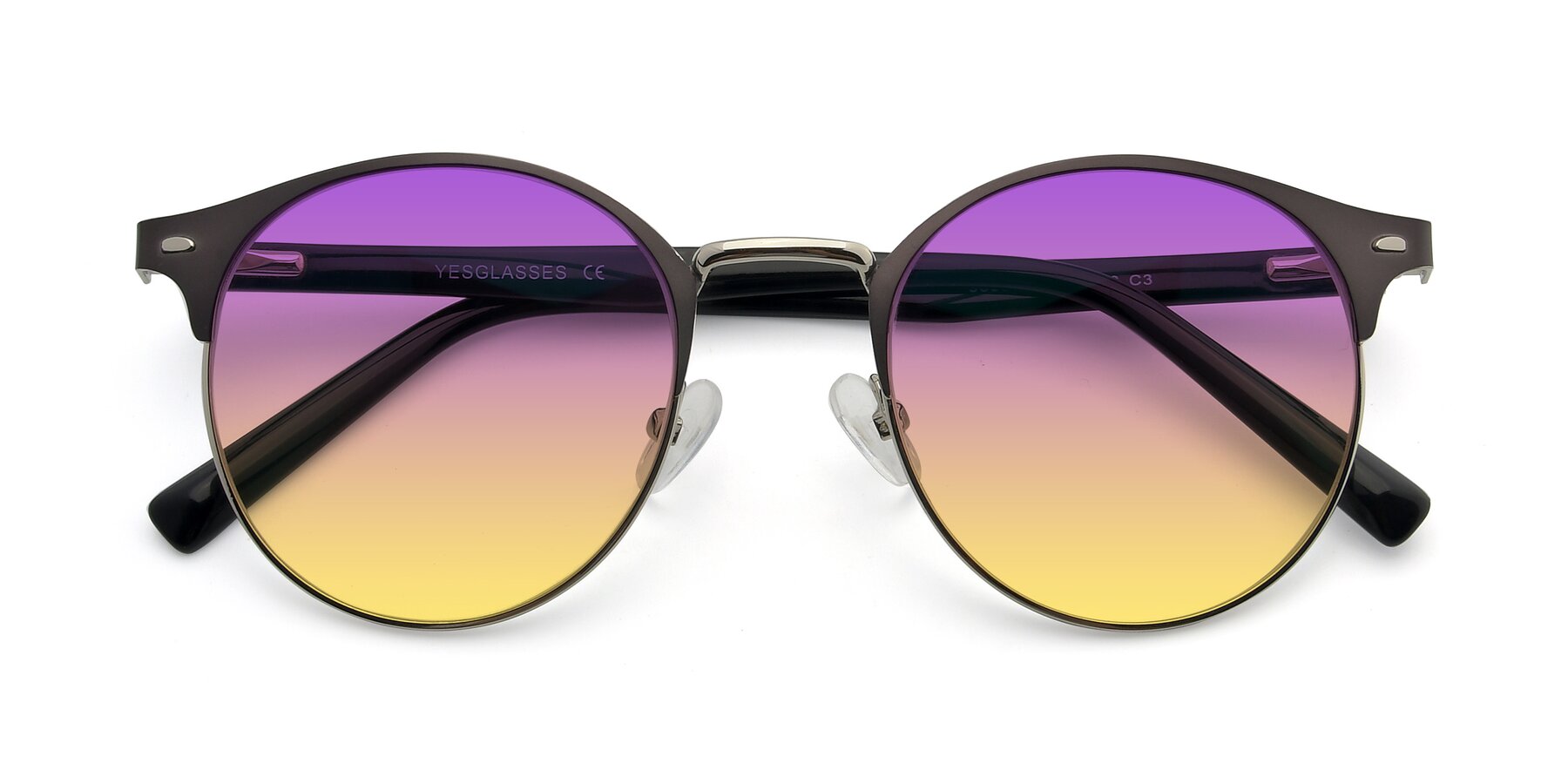 Folded Front of 9099 in Gray-Silver with Purple / Yellow Gradient Lenses
